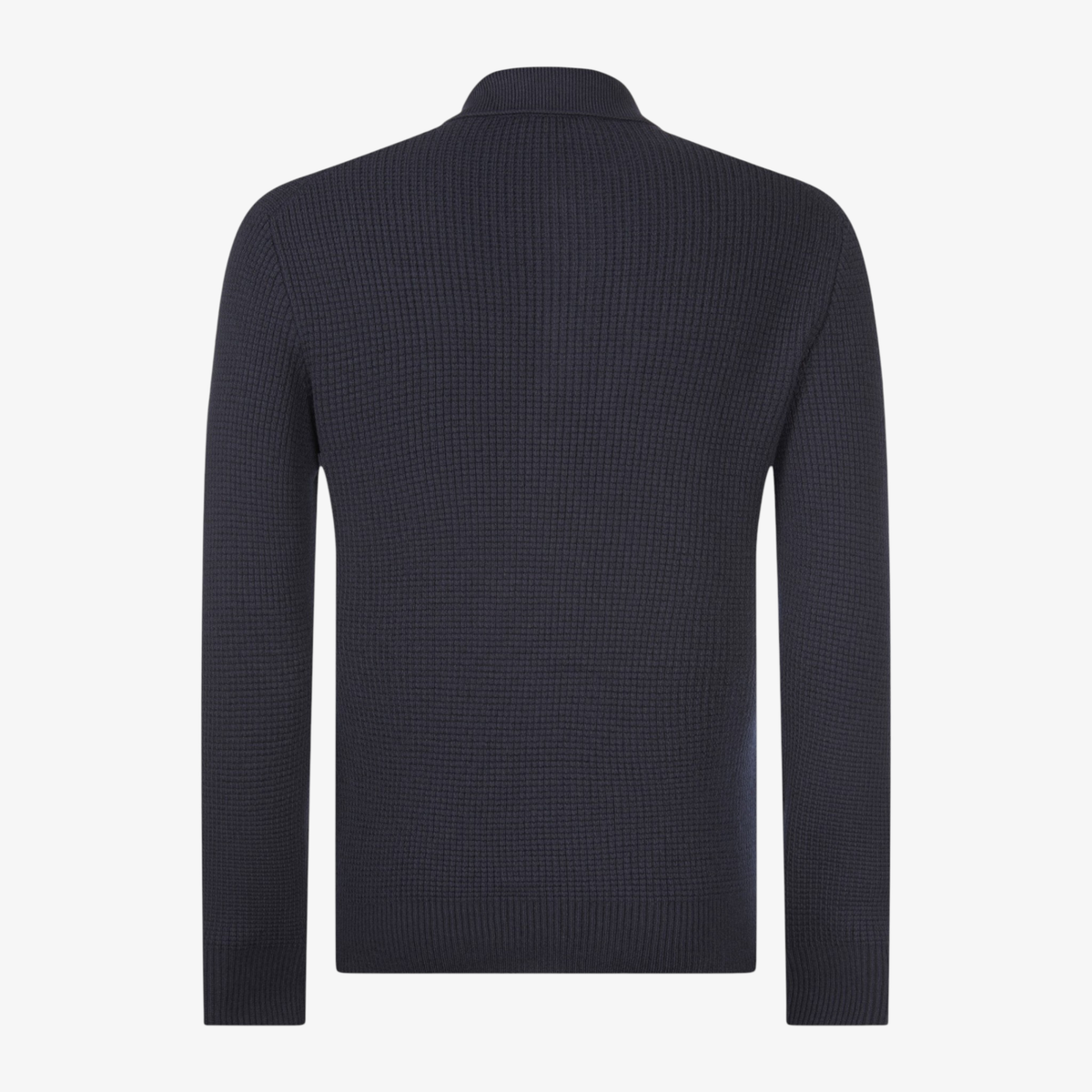 Gran Sasso Waffle Stitch Knitted Polo Jumper - Dark Blue