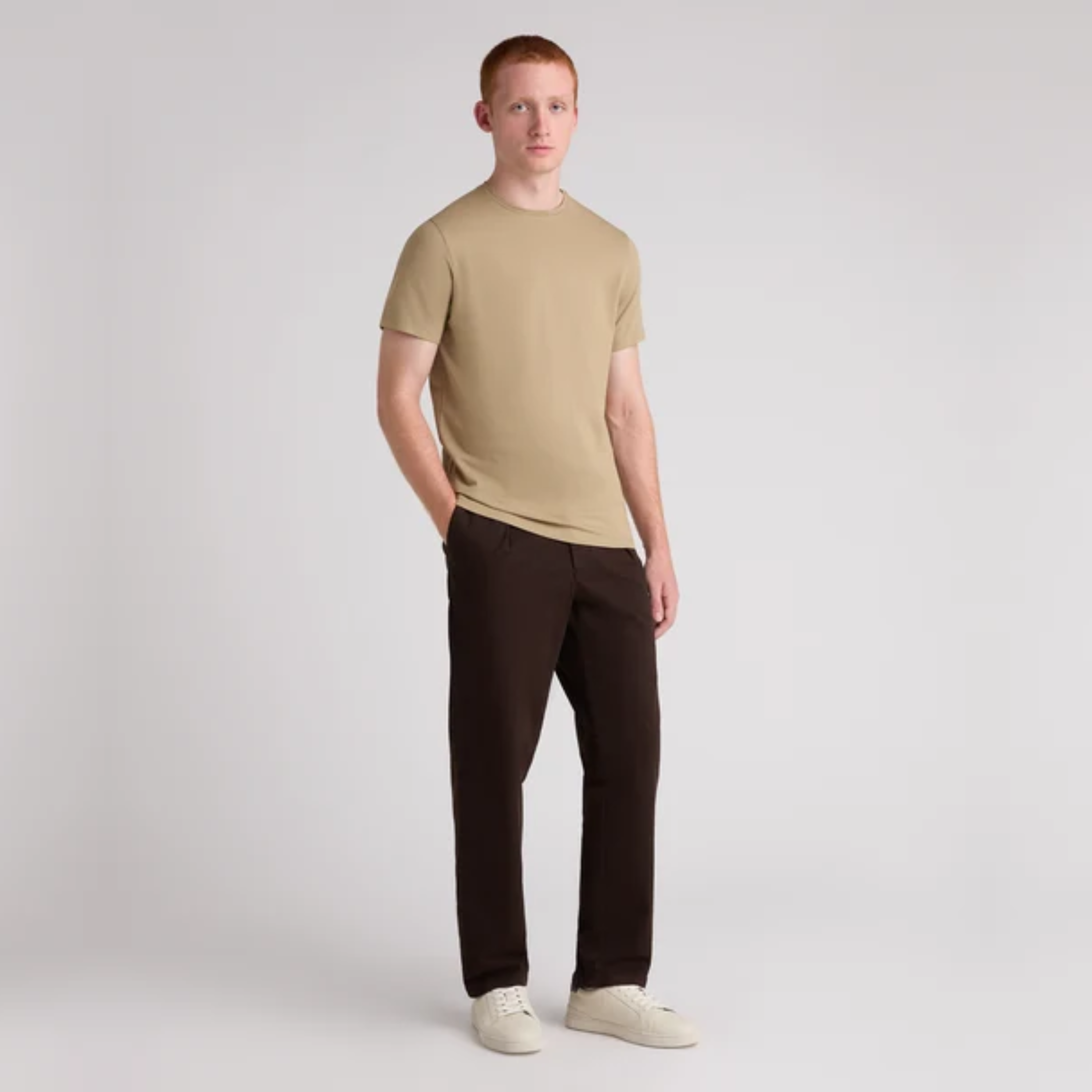 Remus Tapered Fit Cotton-Stretch T-Shirt - Beige
