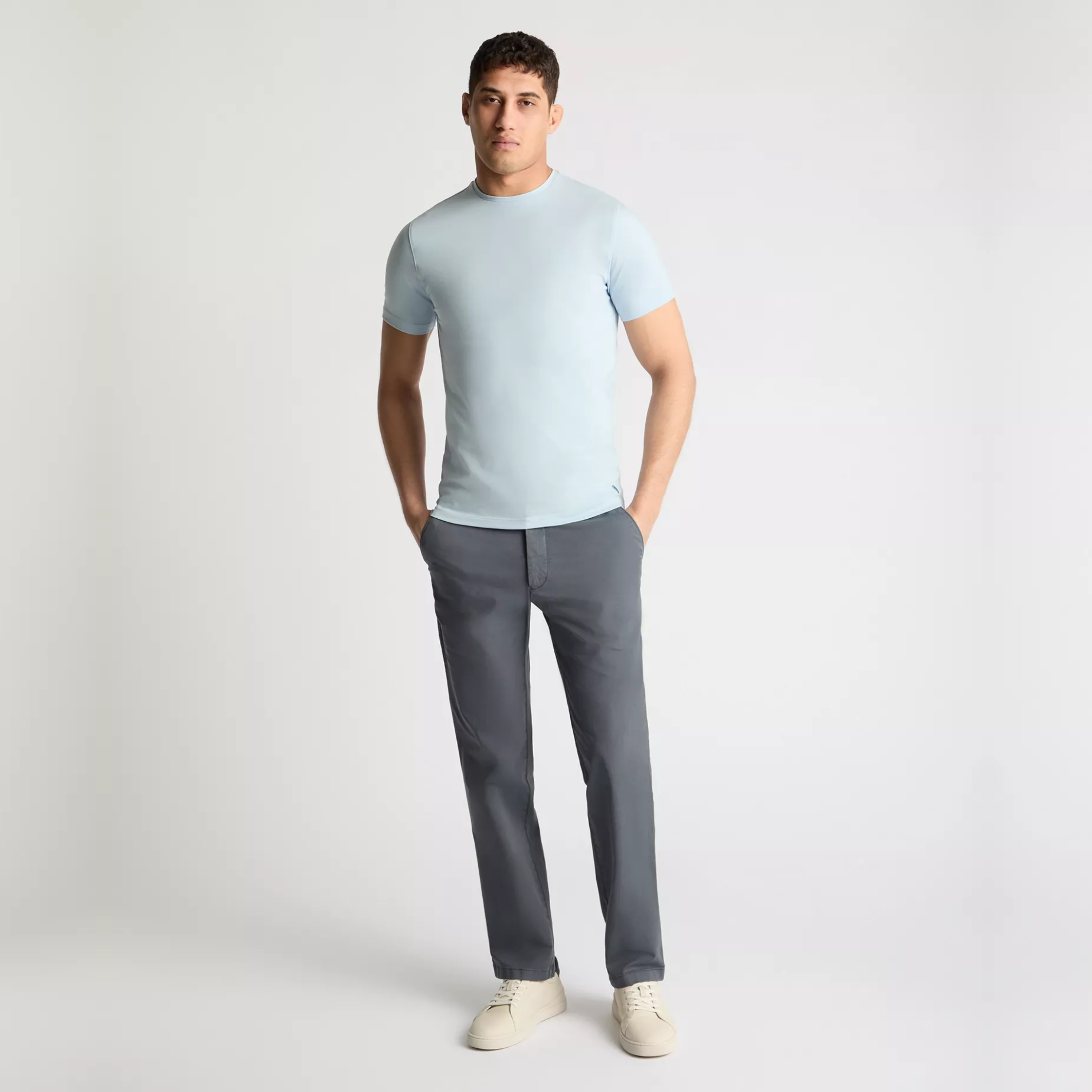 Remus Tapered Fit Cotton-Stretch T Shirt - Light Blue