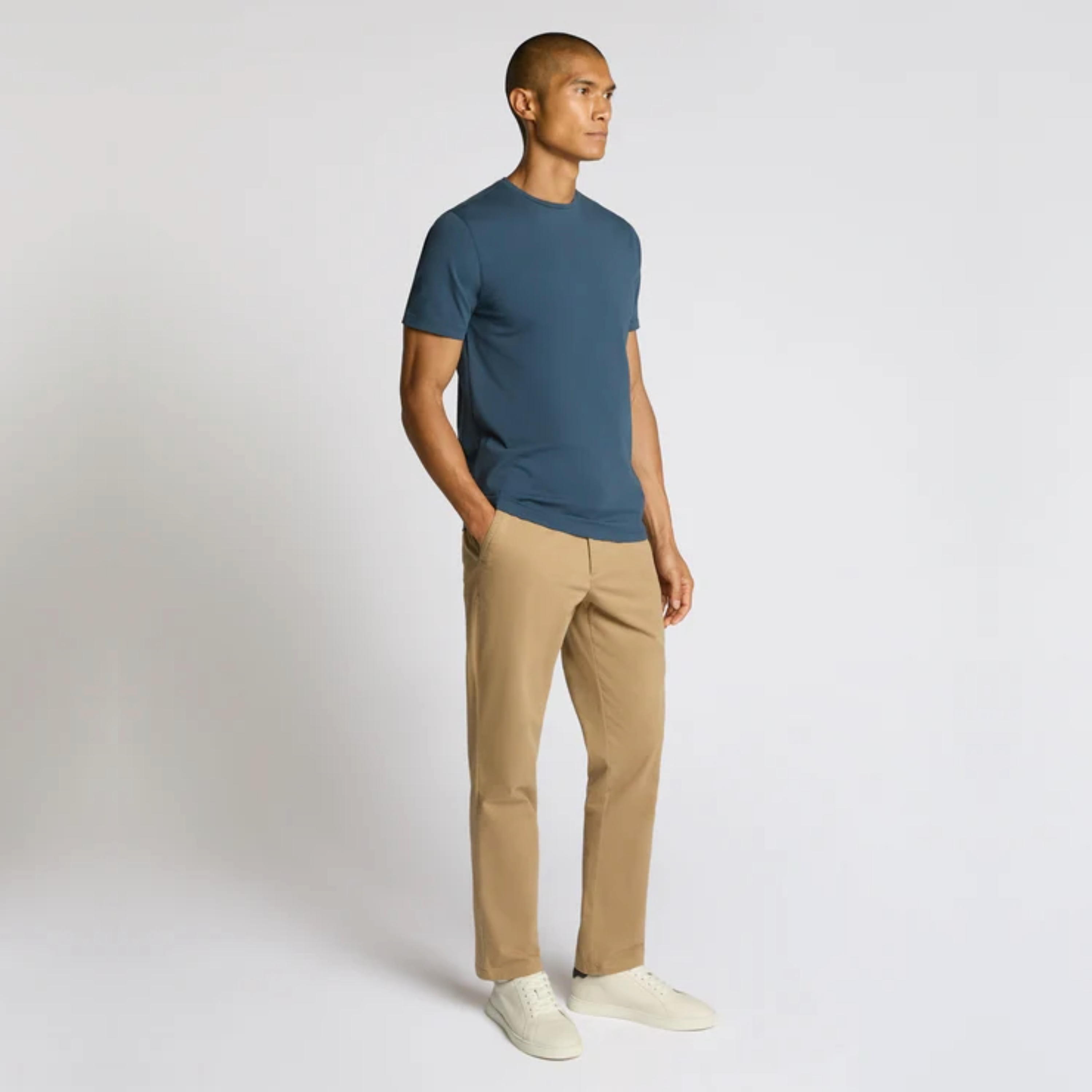 Remus Tapered Fit Cotton-Stretch T Shirt - Blue