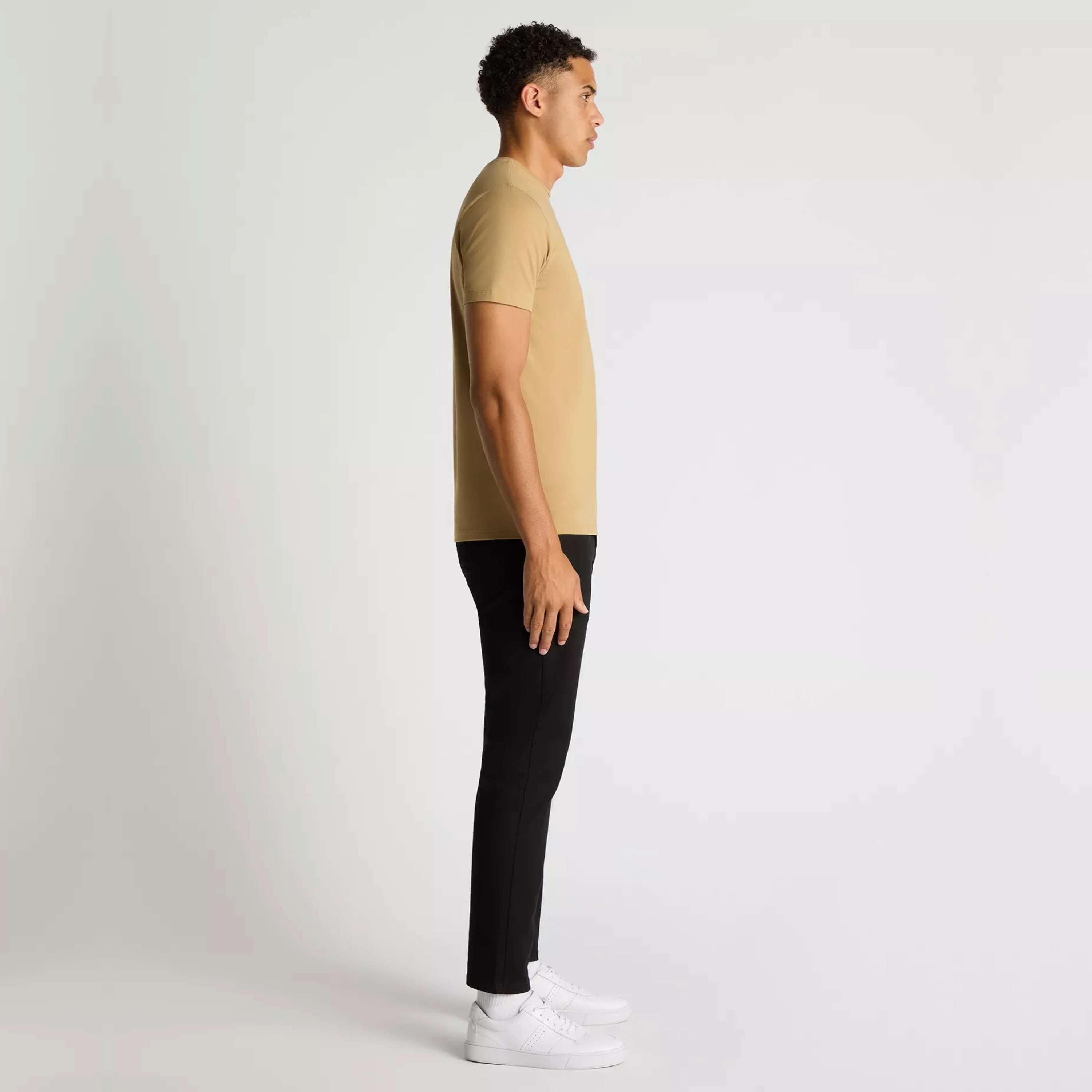 Remus Tapered Fit Cotton-Stretch T Shirt - Beige