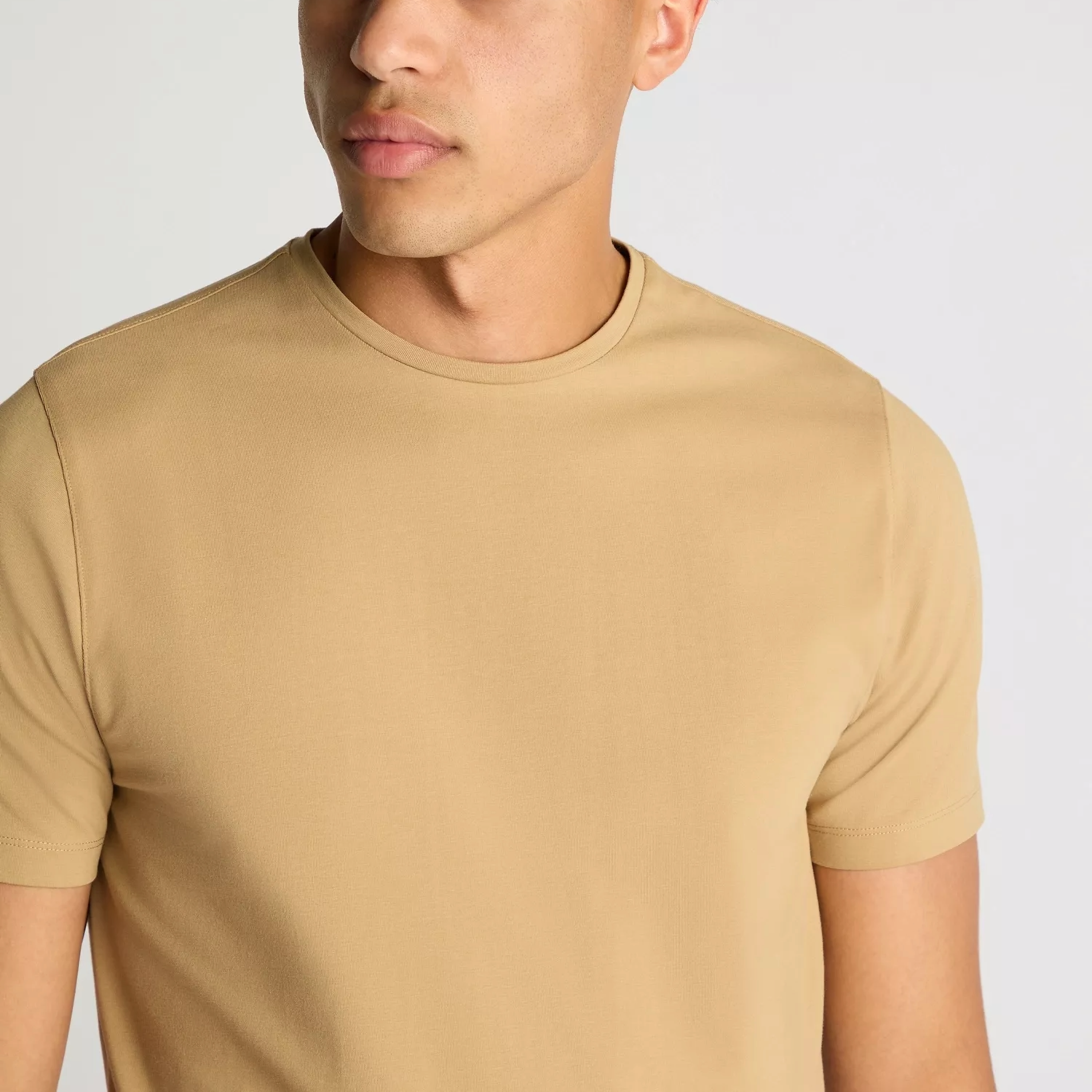 Remus Tapered Fit Cotton-Stretch T Shirt - Beige