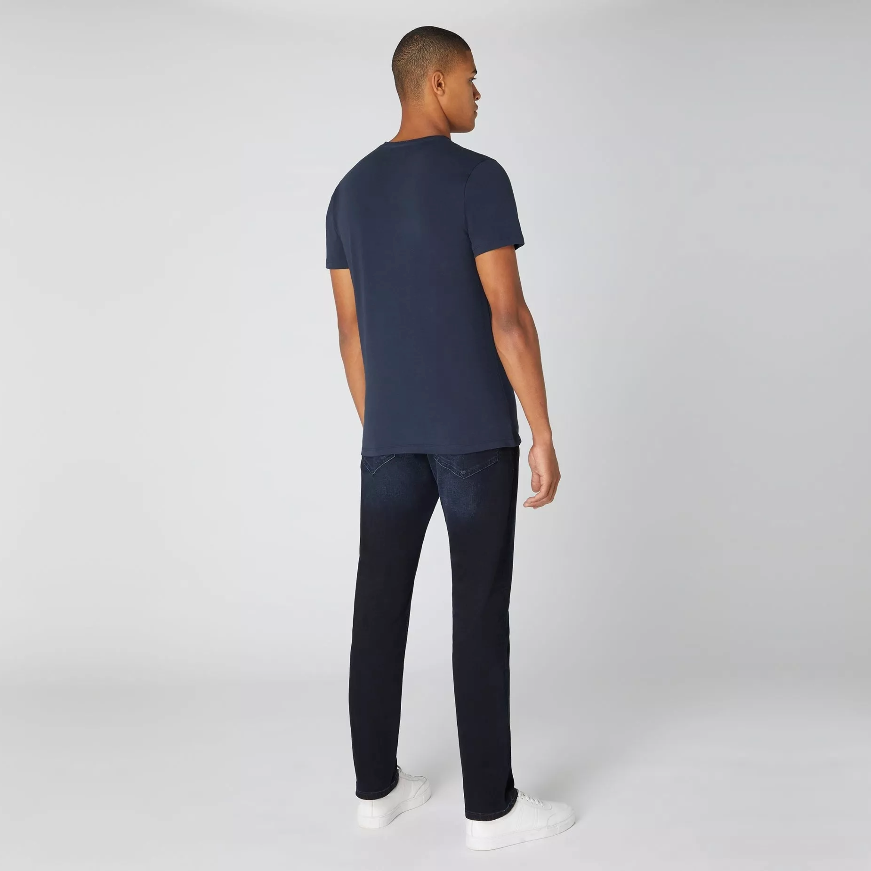 Remus Tapered Fit Cotton-Stretch T Shirt - Navy