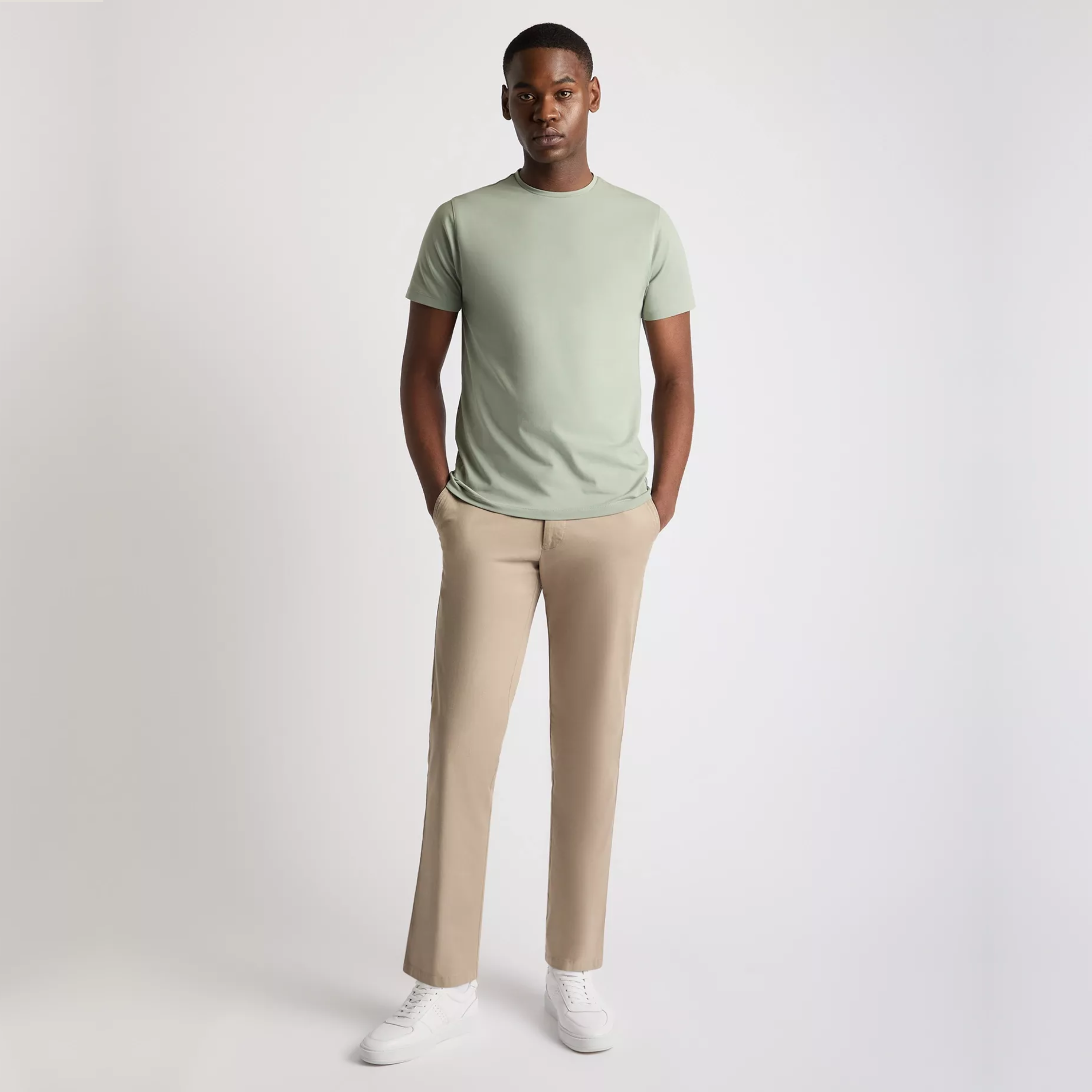 Remus Tapered Fit Cotton-Stretch T Shirt - Olive Green