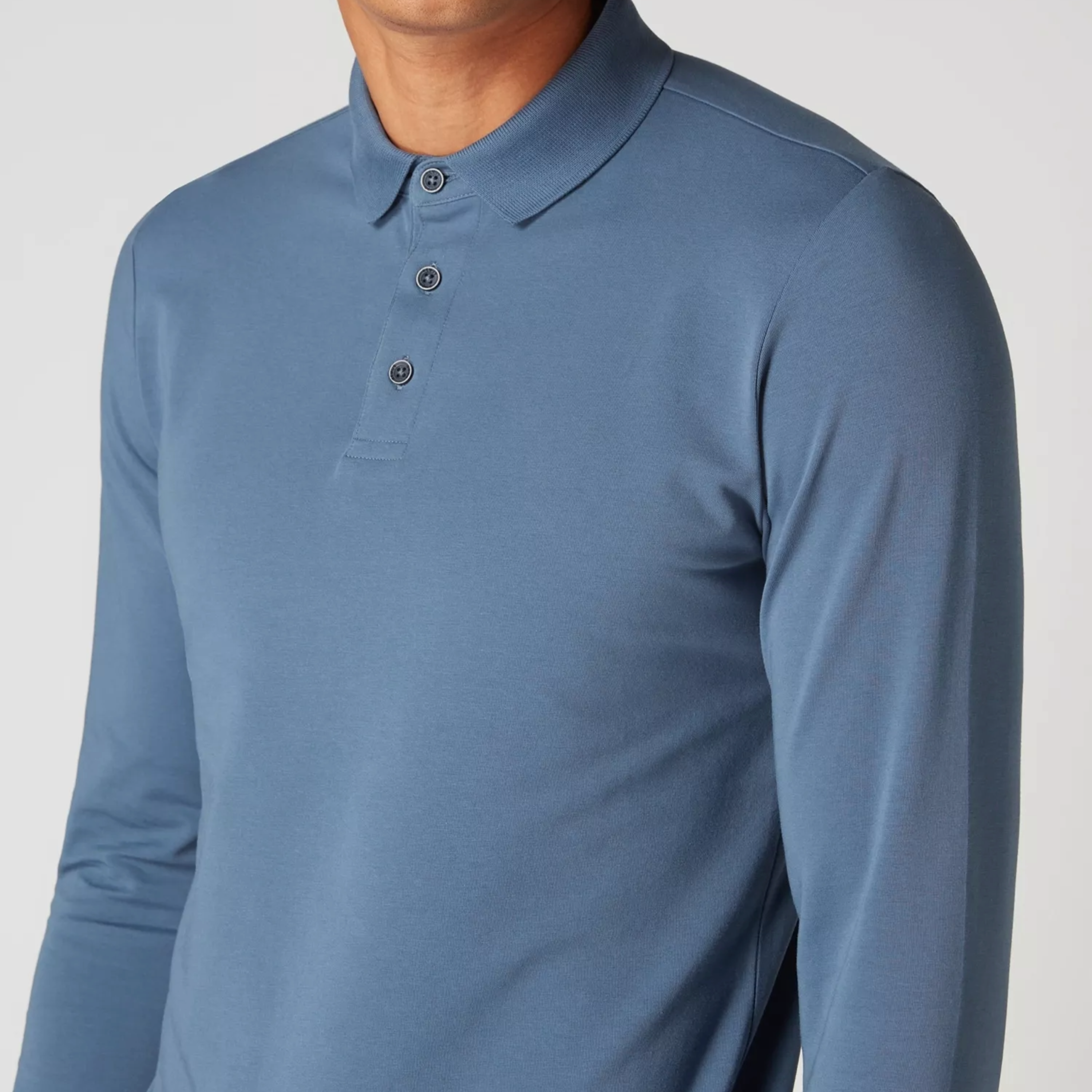 Remus Long Sleeve Button Polo Shirt - Blue