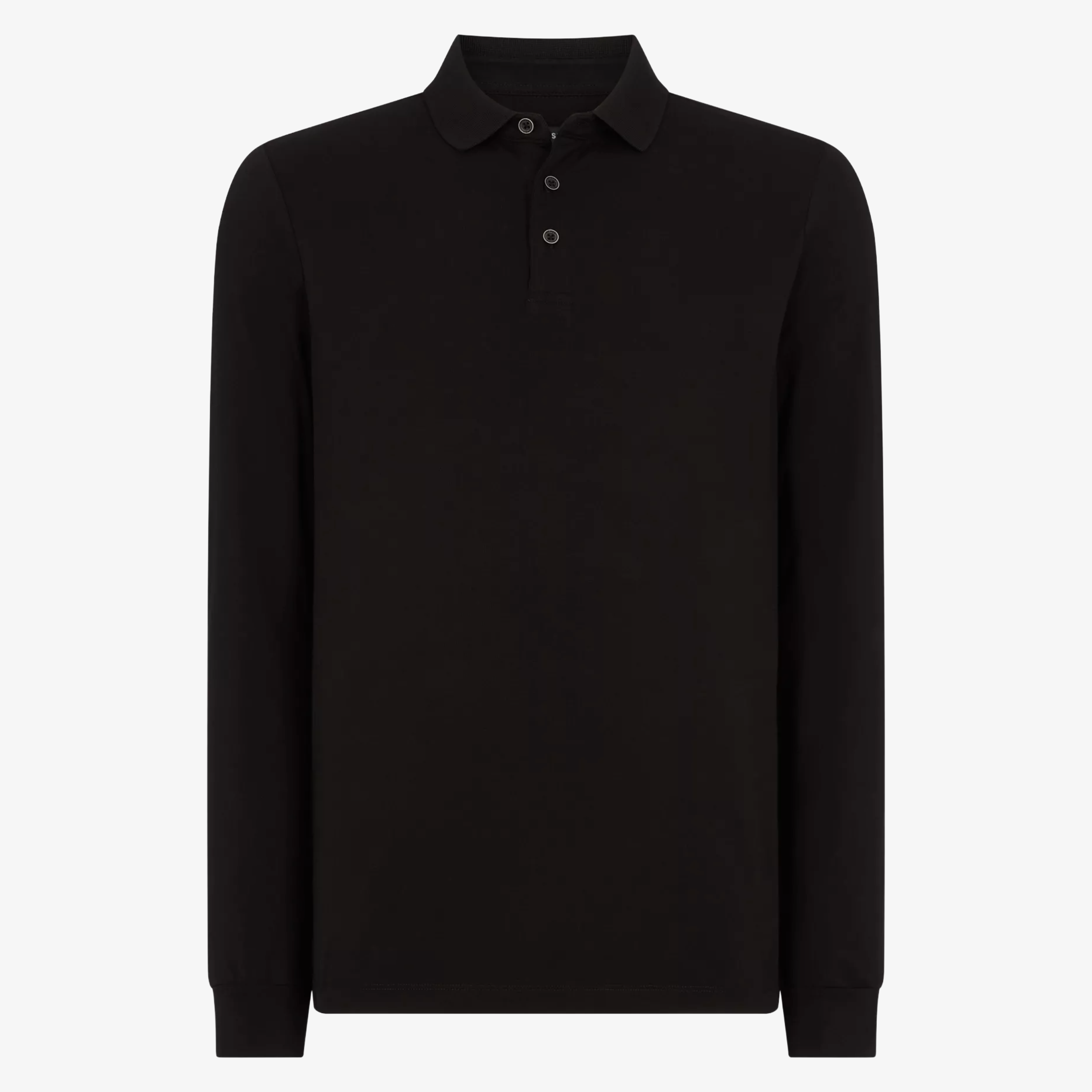 Remus Long Sleeve Button Polo Shirt - Black