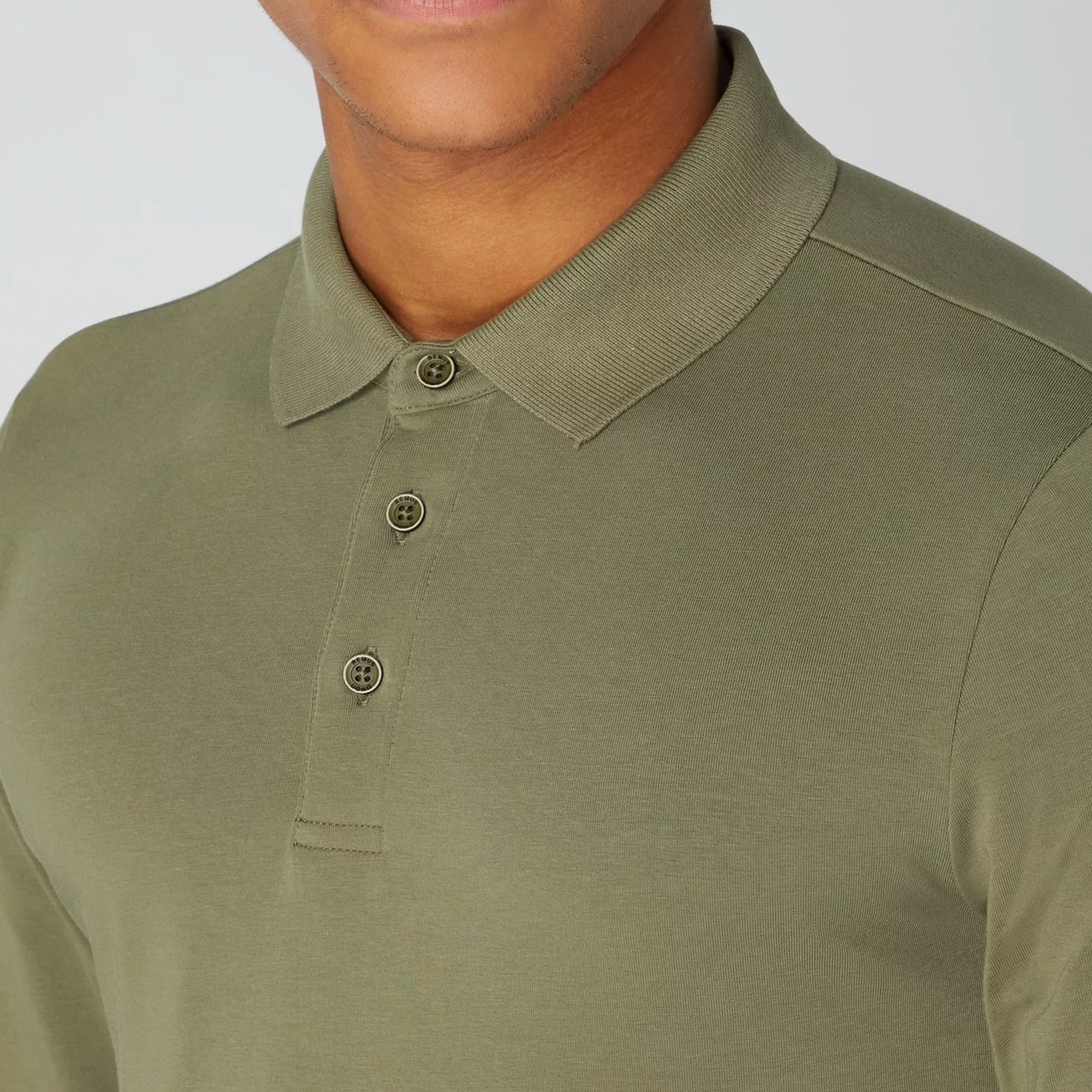 Remus Long Sleeve Button Polo Shirt - Khaki