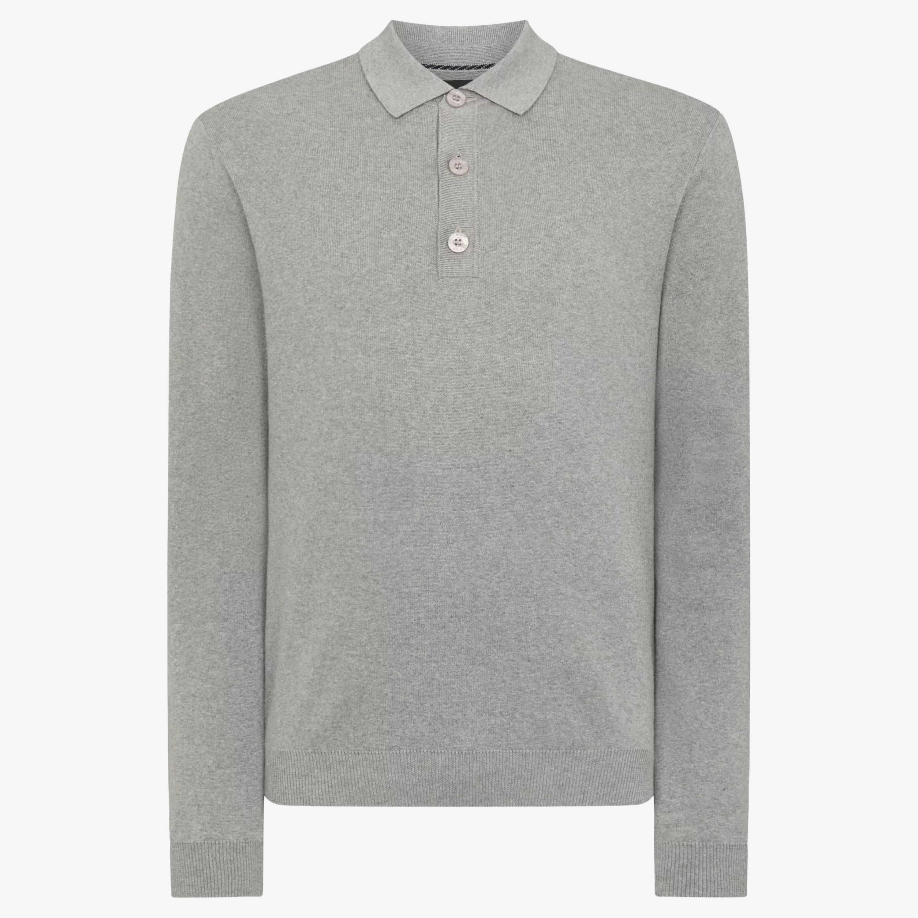Remus Long Sleeve Cotton Knit Polo - Light Grey