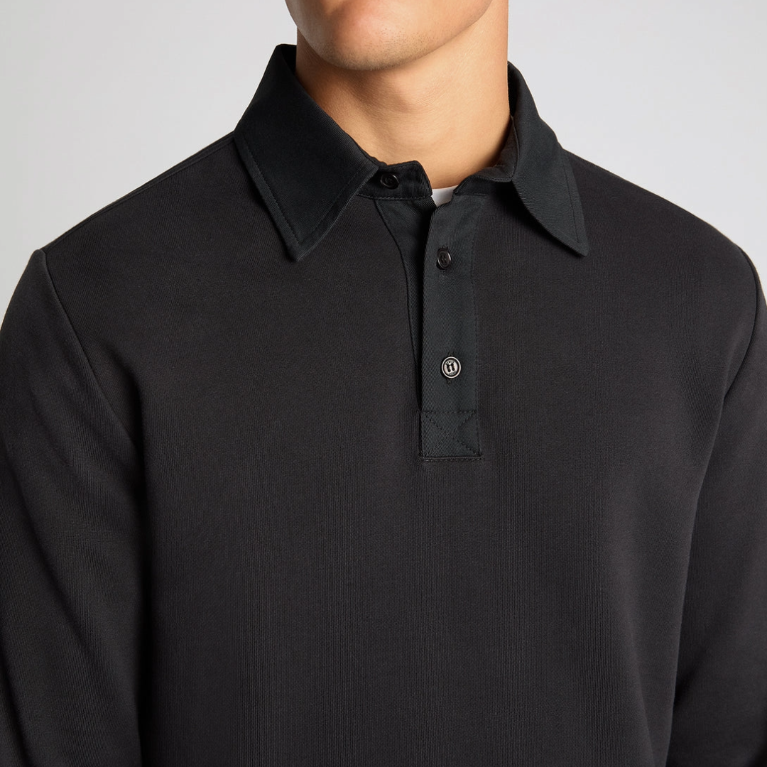 Remus Regular Fit Cotton-Stretch Jersey Polo Shirt - Black