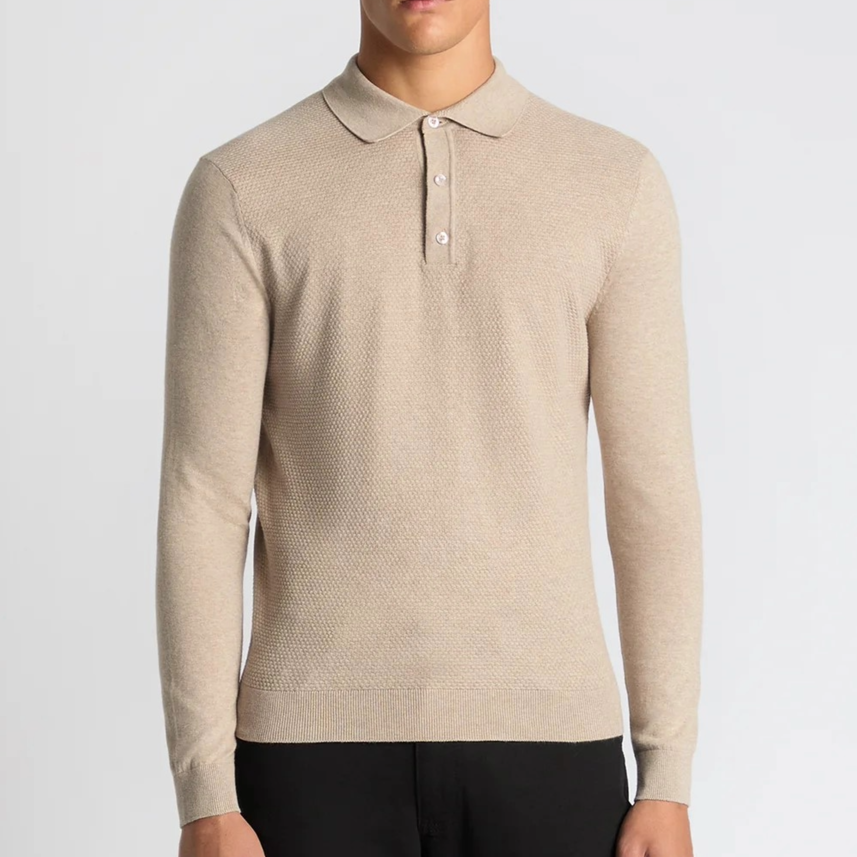 Remus Slim Fit Cotton Knitted Polo - Beige