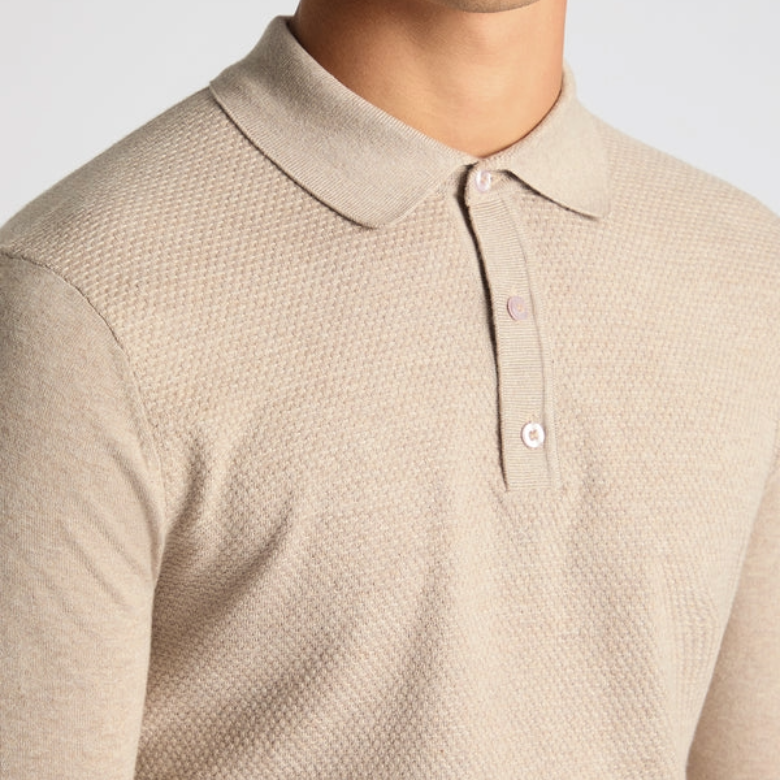 Remus Slim Fit Cotton Knitted Polo - Beige