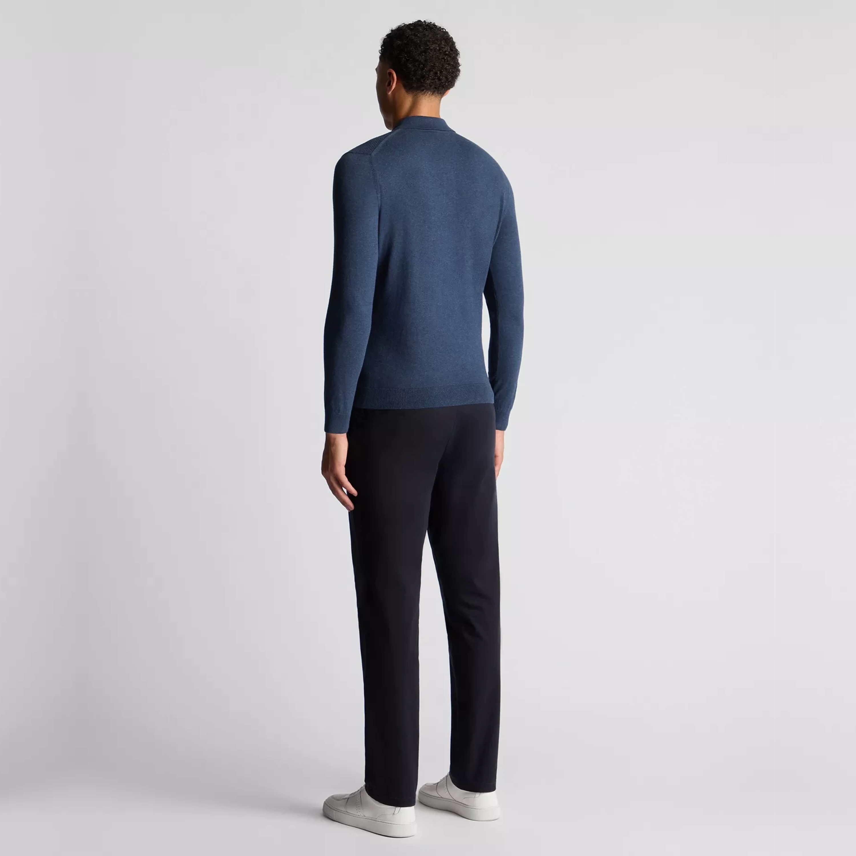 Remus Slim Fit Cotton Knitted Polo - Blue