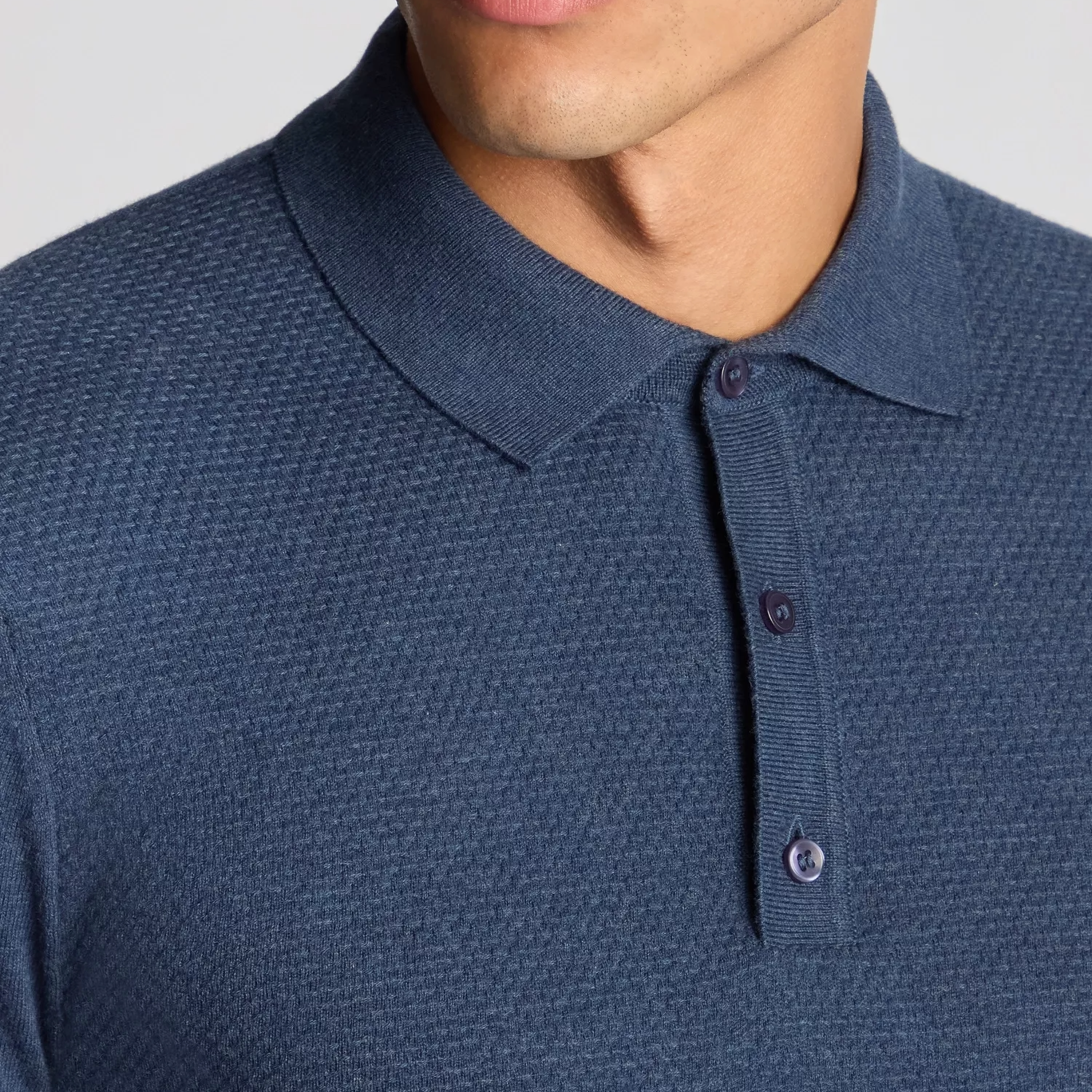 Remus Slim Fit Cotton Knitted Polo - Blue