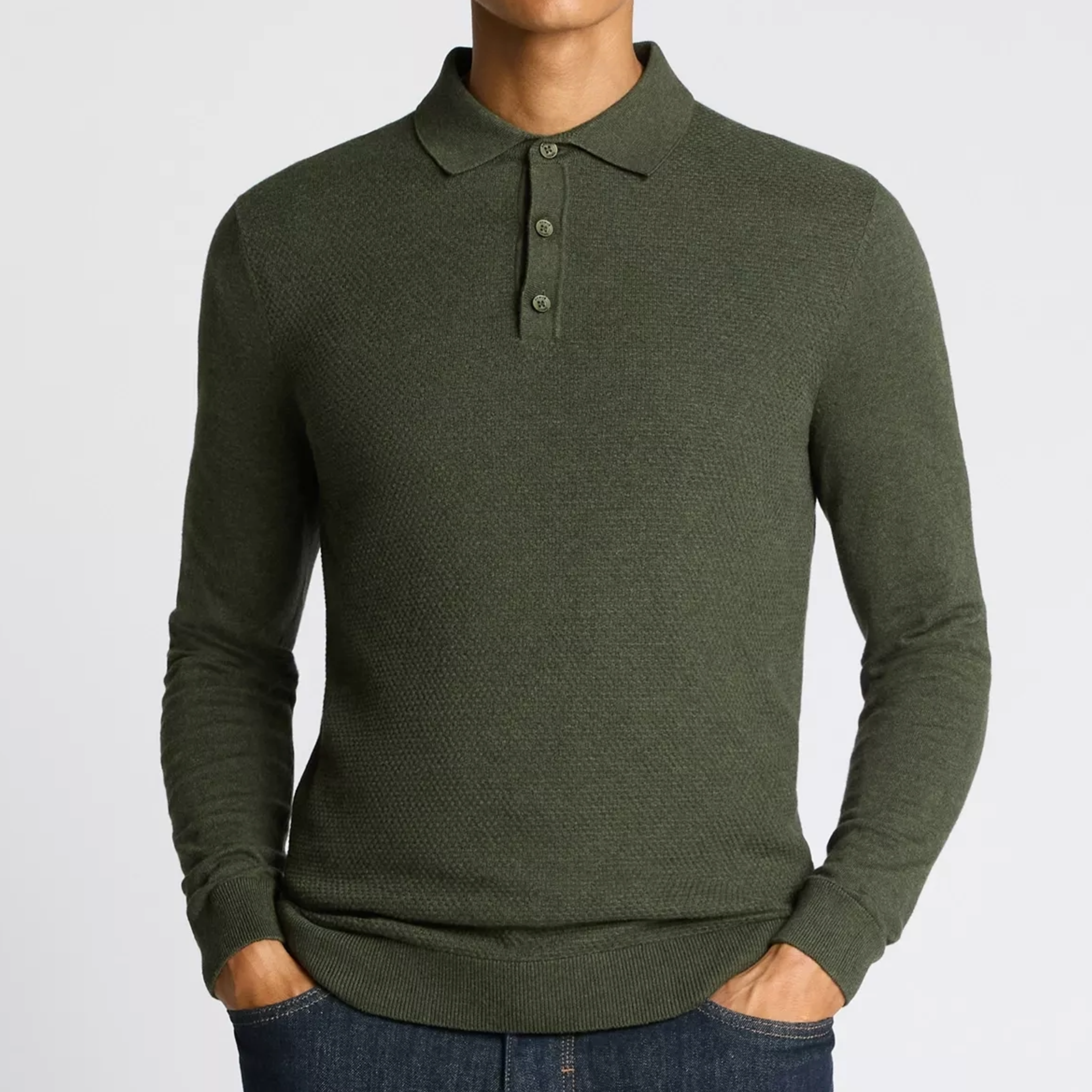 Remus Slim Fit Cotton Knitted Polo - Green