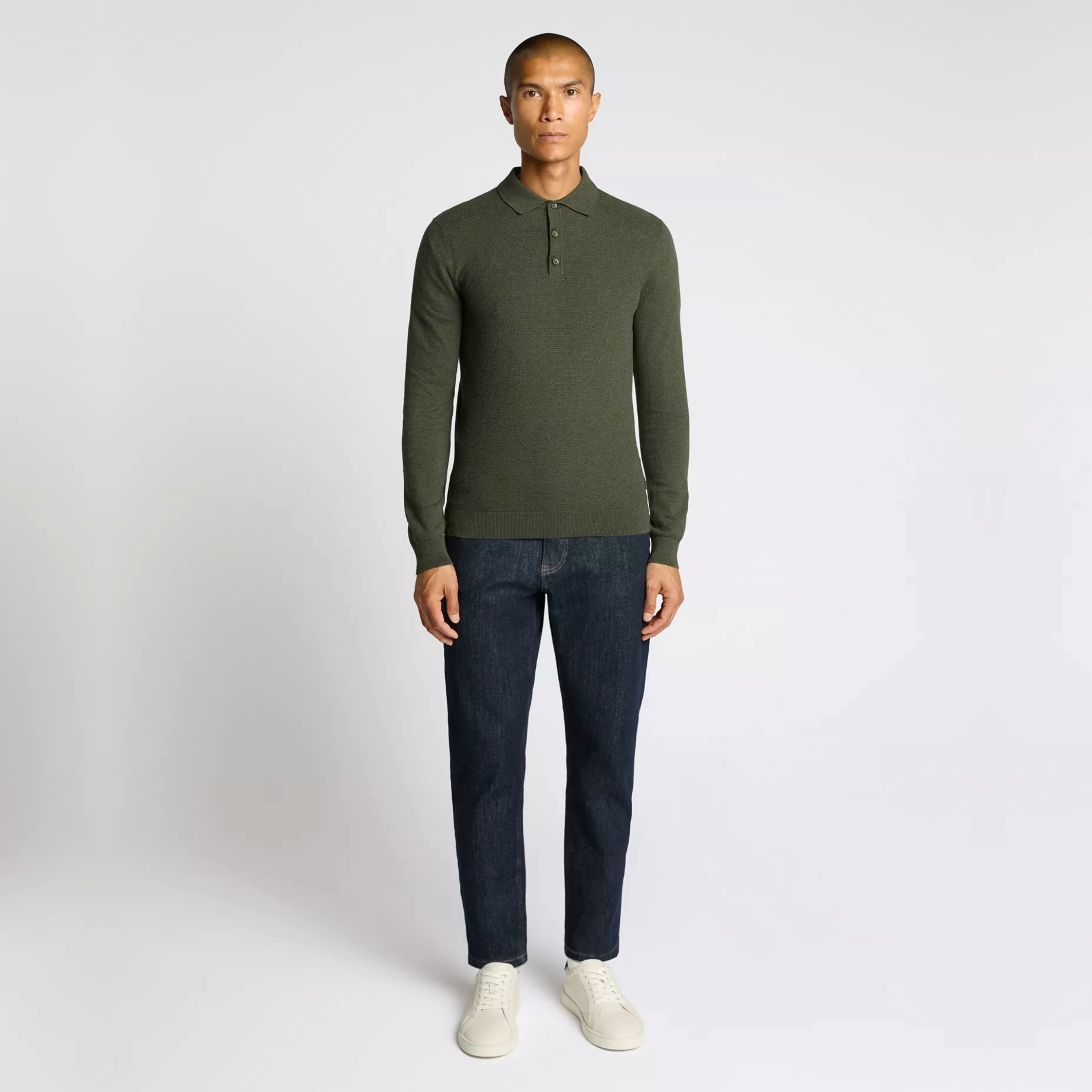 Remus Slim Fit Cotton Knitted Polo - Green