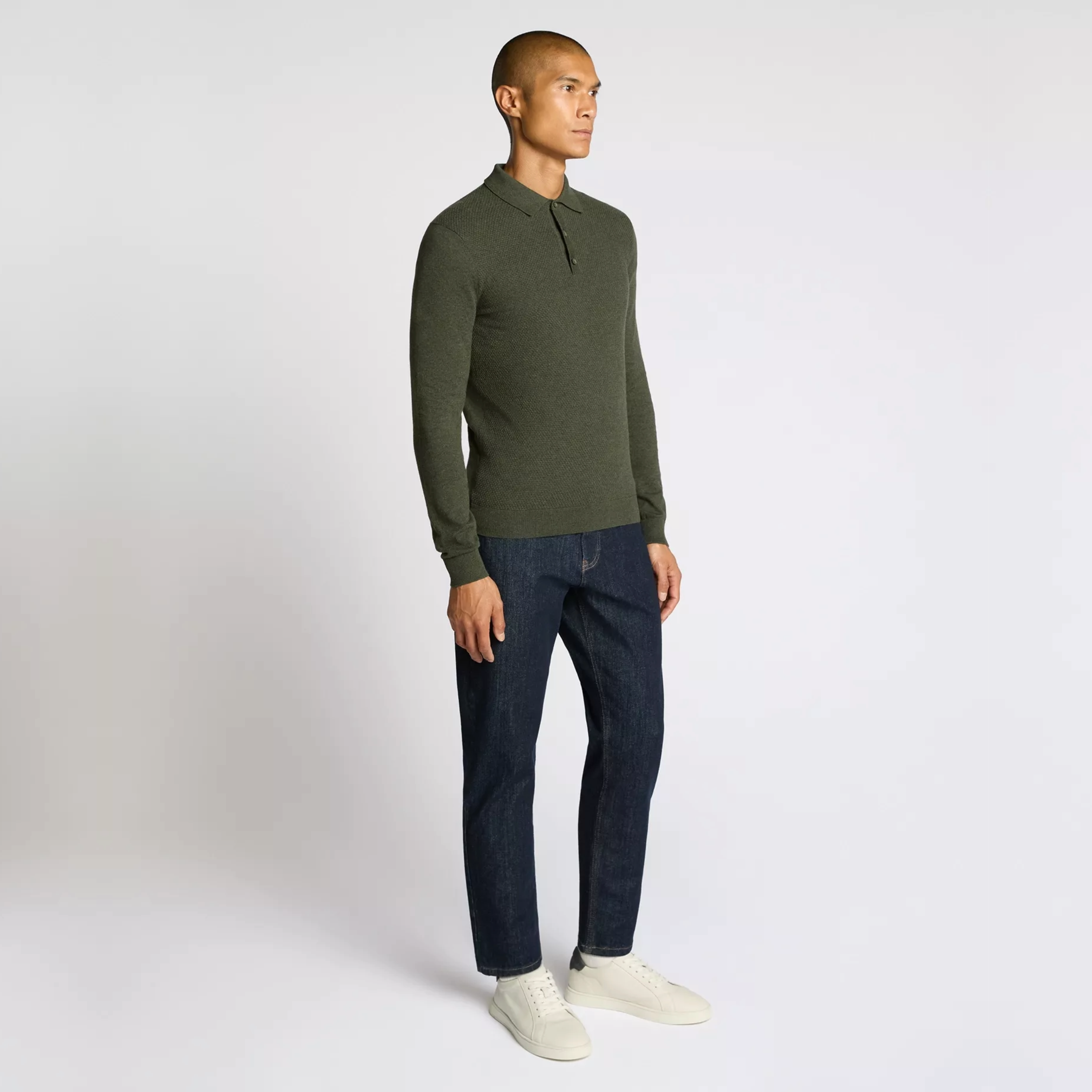 Remus Slim Fit Cotton Knitted Polo - Green