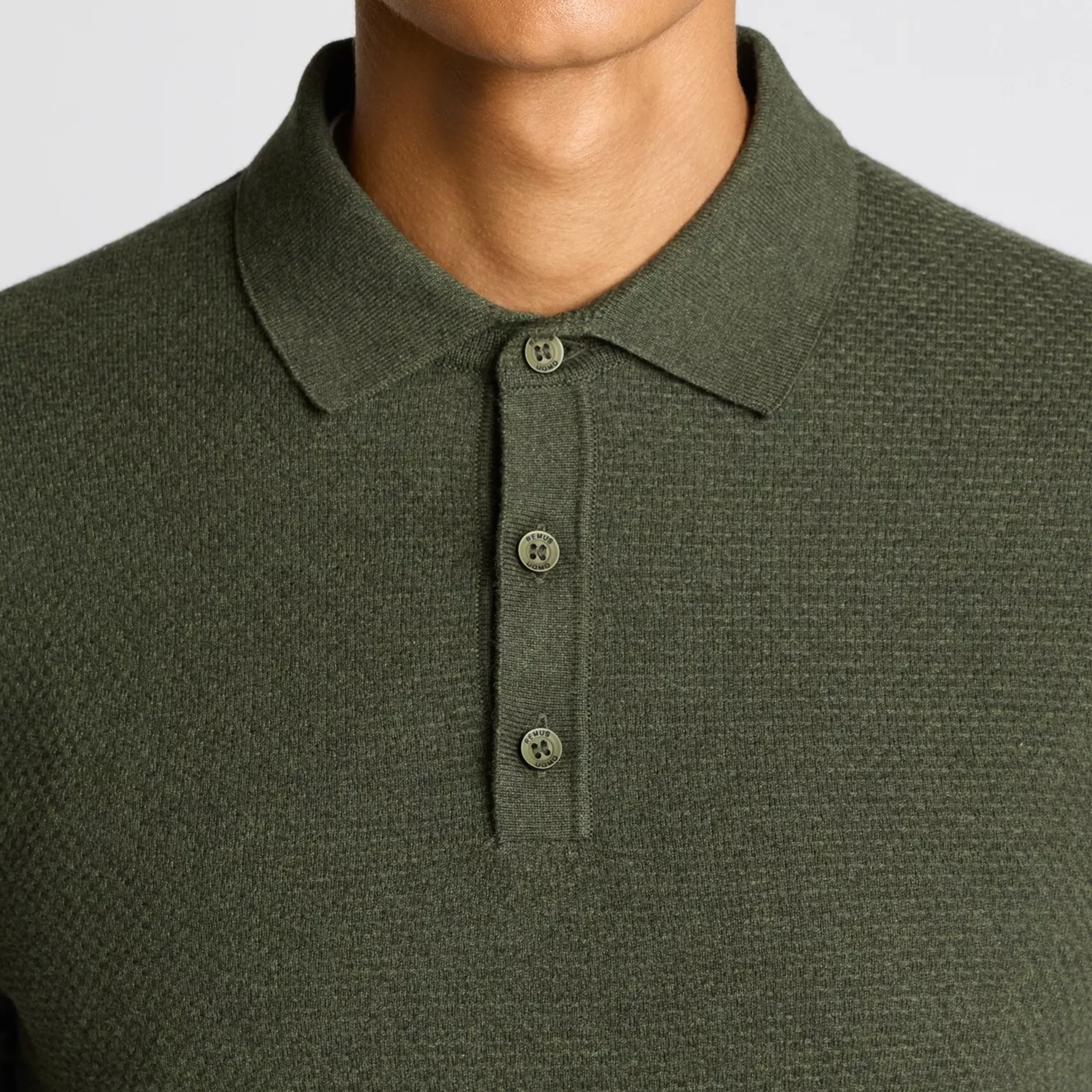 Remus Slim Fit Cotton Knitted Polo - Green