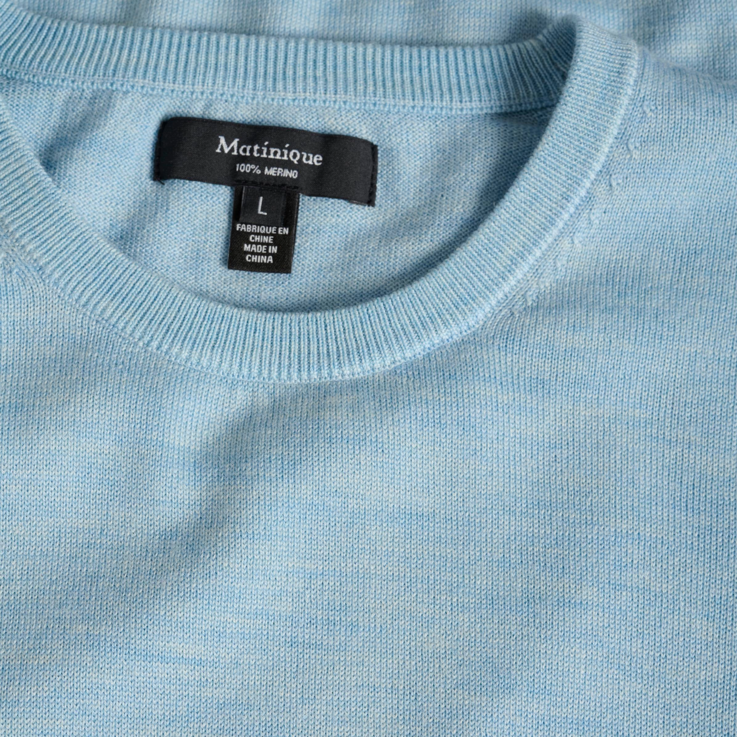 Matinique Margrate Merino Wool Crew - Chambray Blue