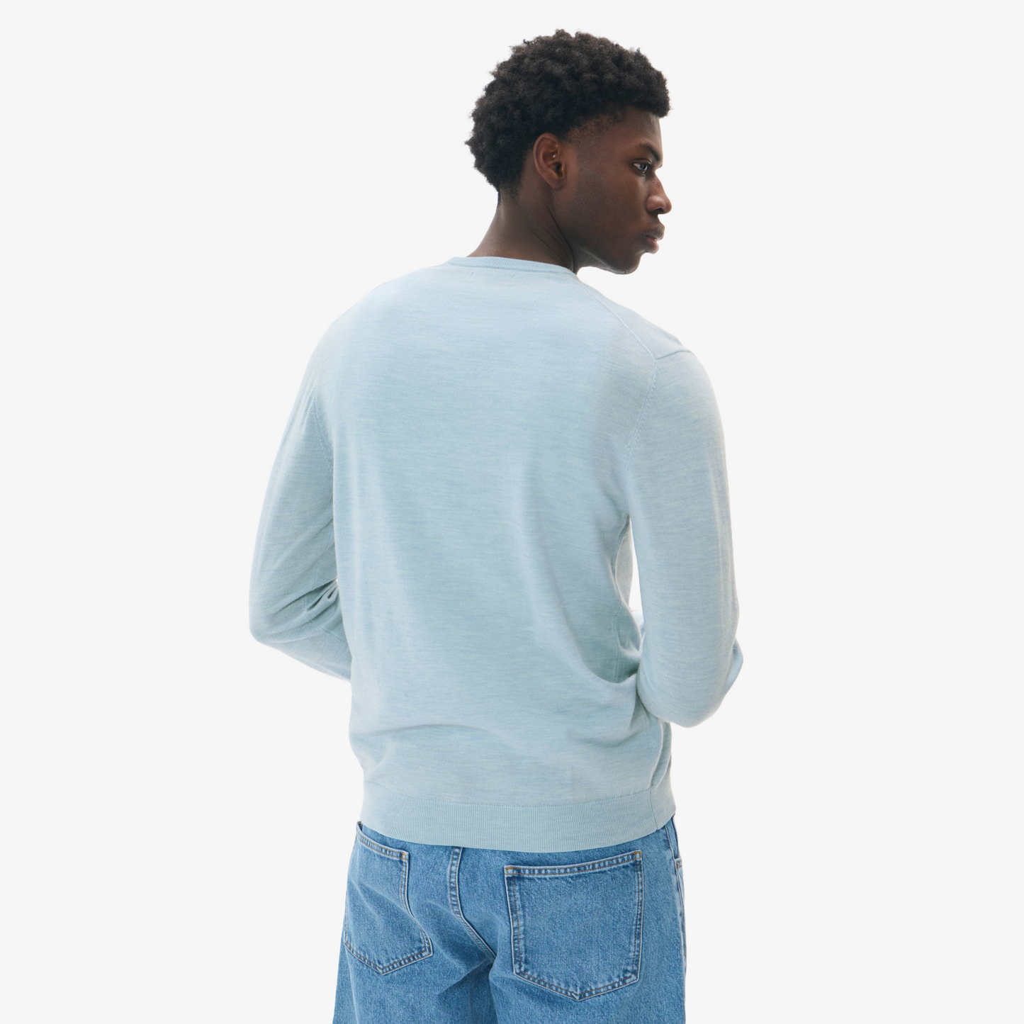 Matinique Margrate Merino Wool Crew - Chambray Blue