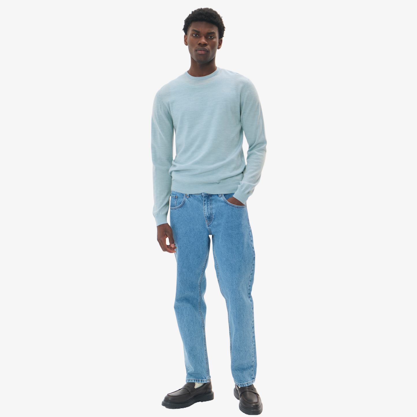 Matinique Margrate Merino Wool Crew - Chambray Blue