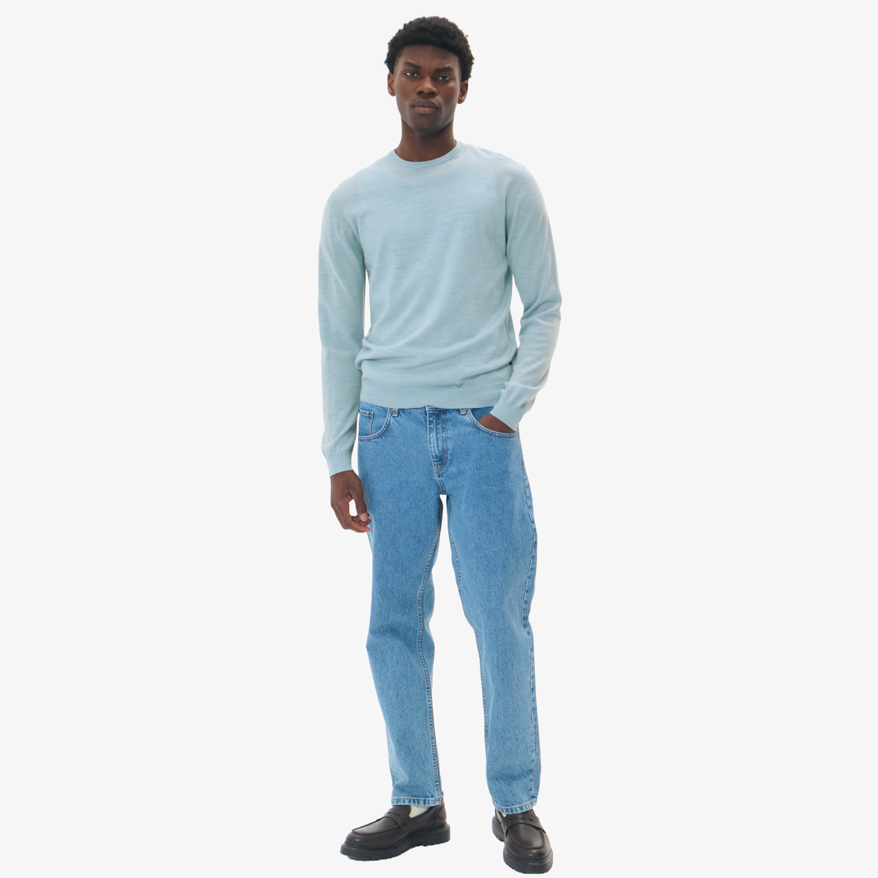 Matinique Margrate Merino Wool Crew - Chambray Blue