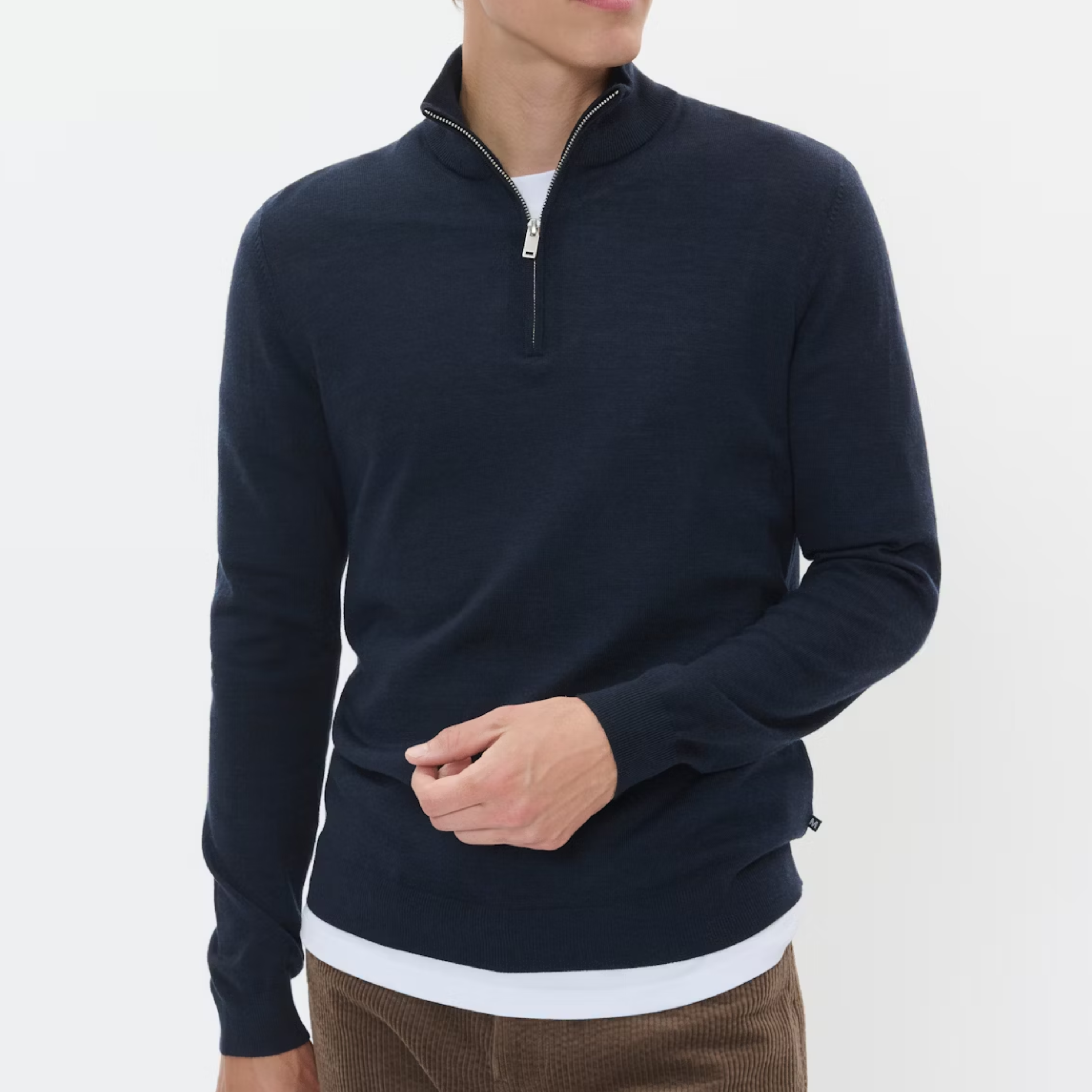 Matinique Mamason Merino Wool Half Zip Jumper - Dark Navy