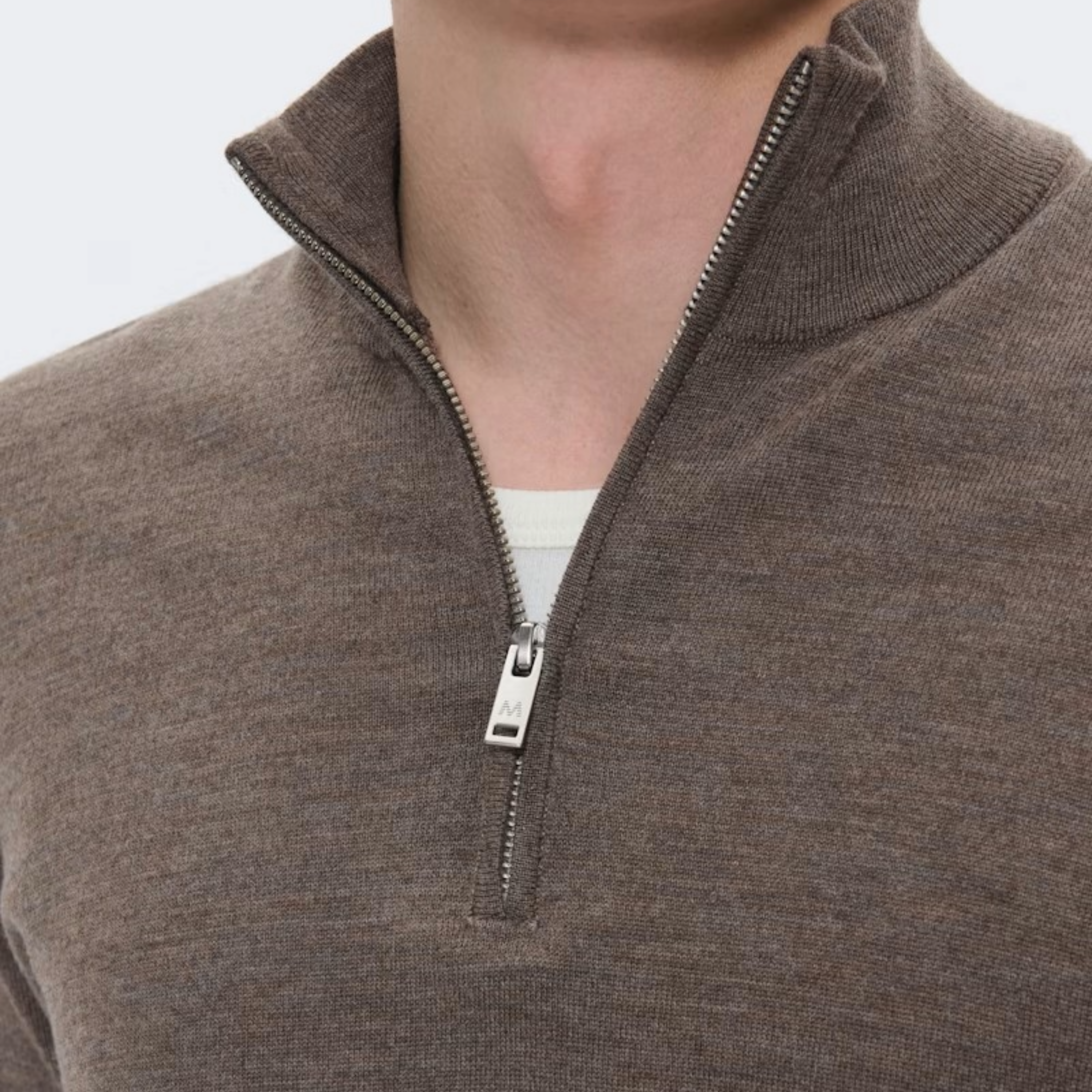 Matinique Mamason Merino Wool Half Zip Jumper - Brown