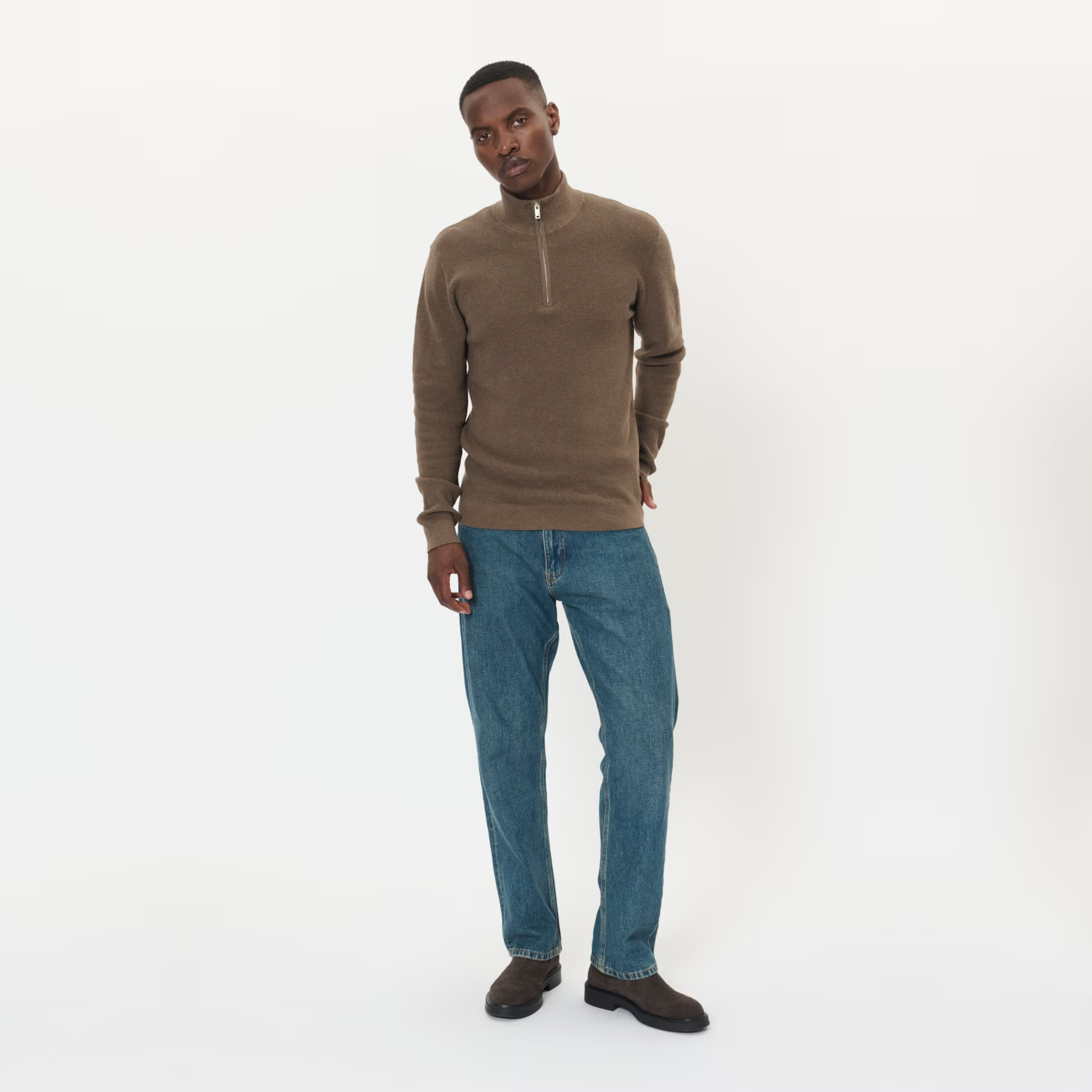 Matinique MAlagoon Knitted Half-Zip Pullover - Morel Melange