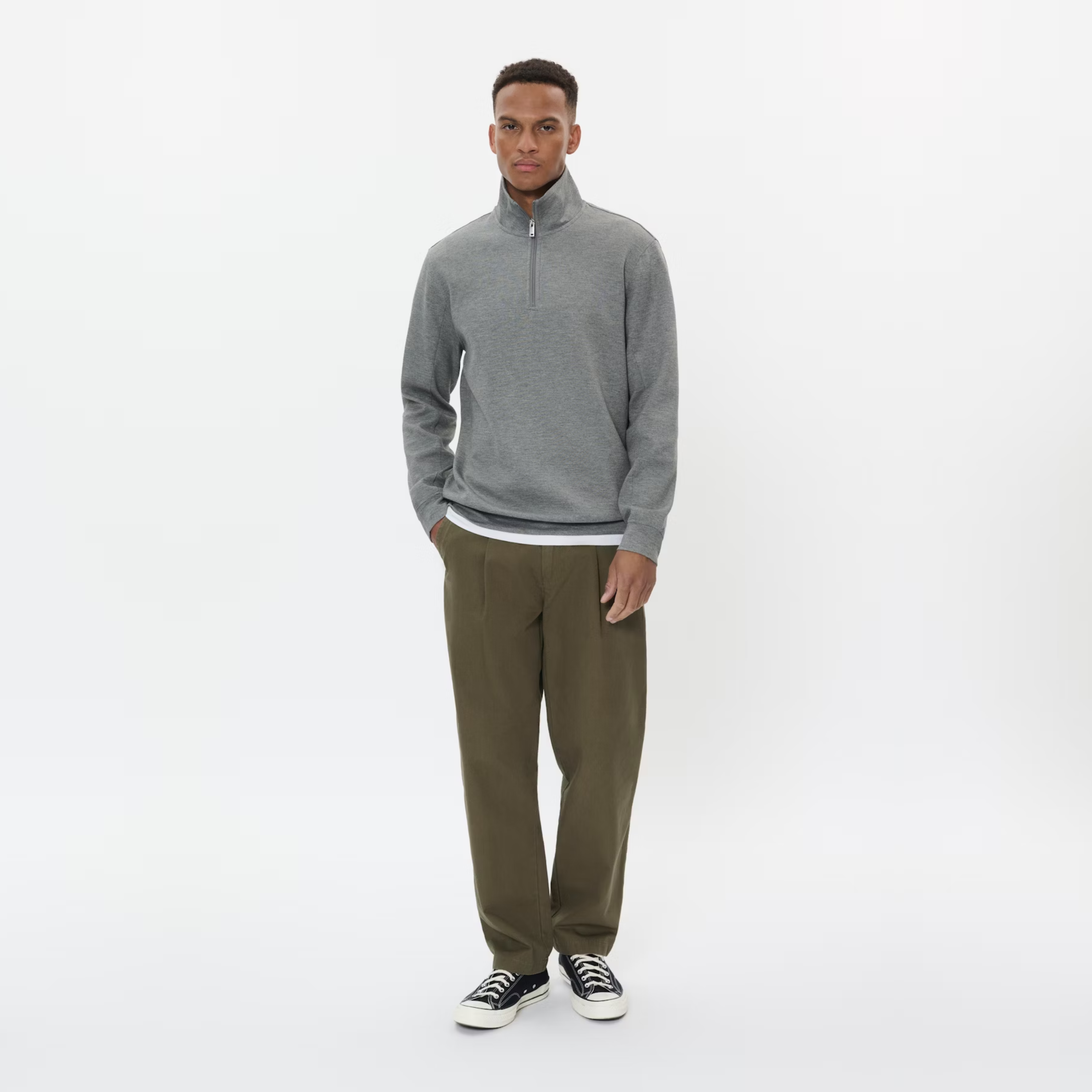 Matinique MAkade Half Zip Sweatshirt - Medium Grey Melange