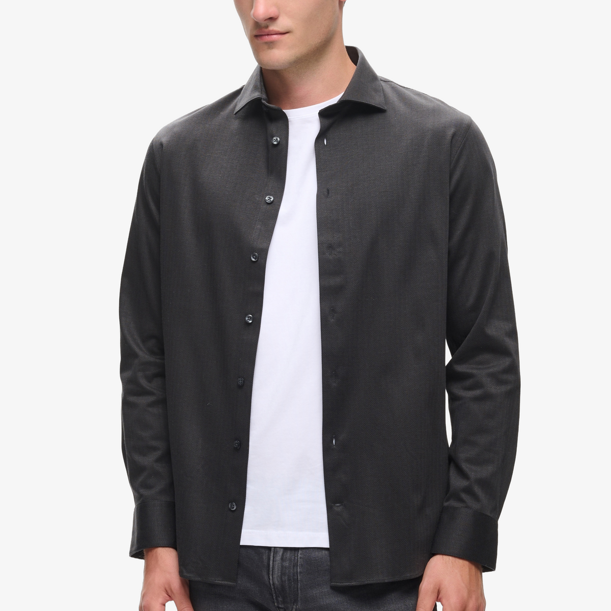 Matinique Mamarc Tonal Herringbone Shirt - Black