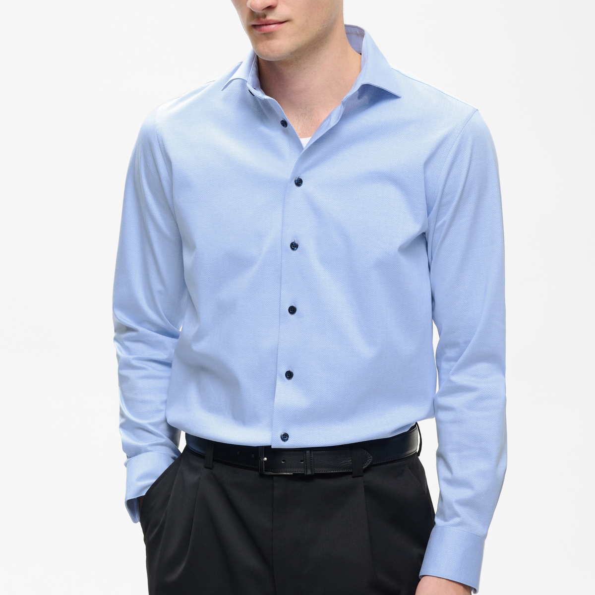 Matinique Mamarc Tonal Herringbone Shirt - Light Blue