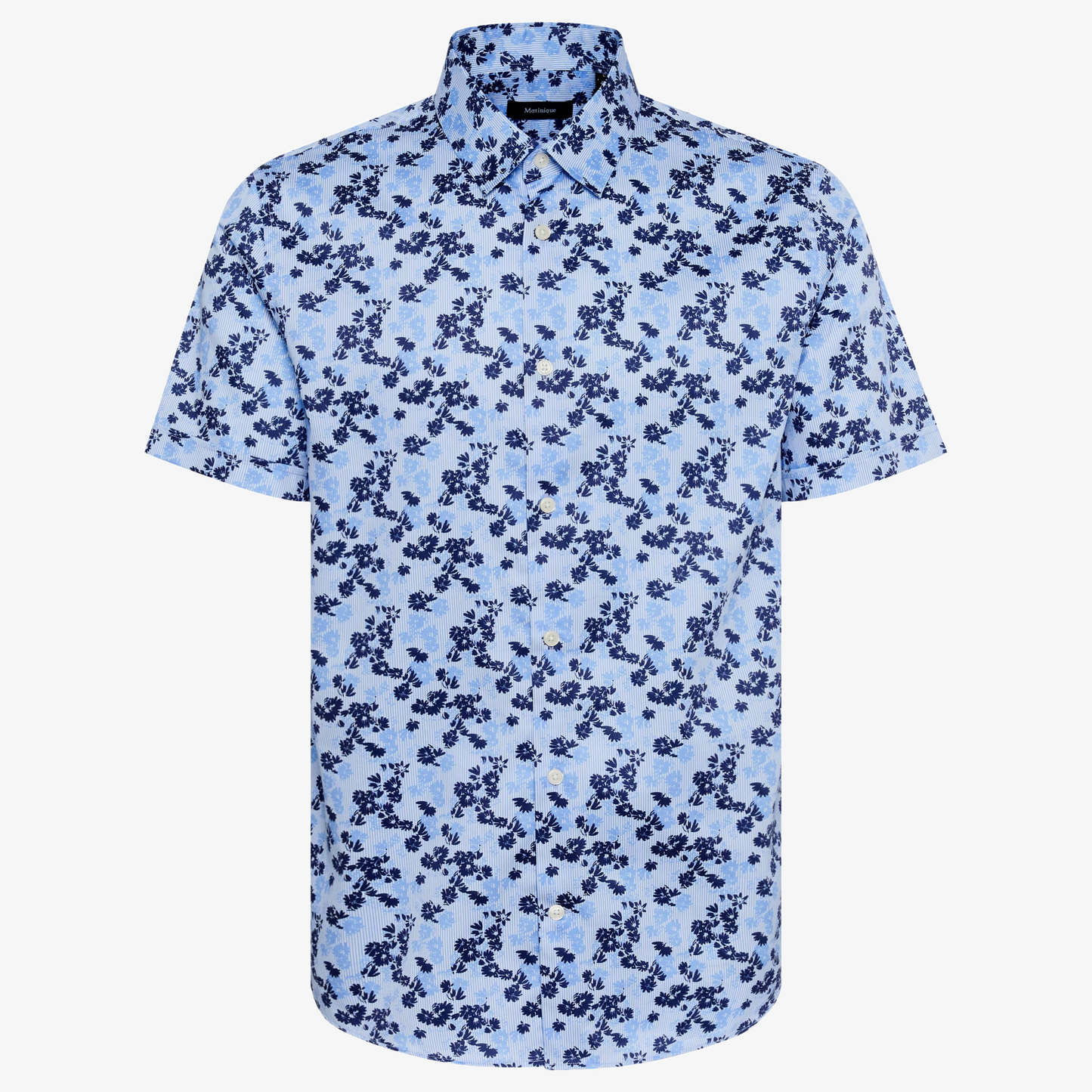 Matinique Matrostol Floral Print Short Sleeve Shirt - Chambray Blue