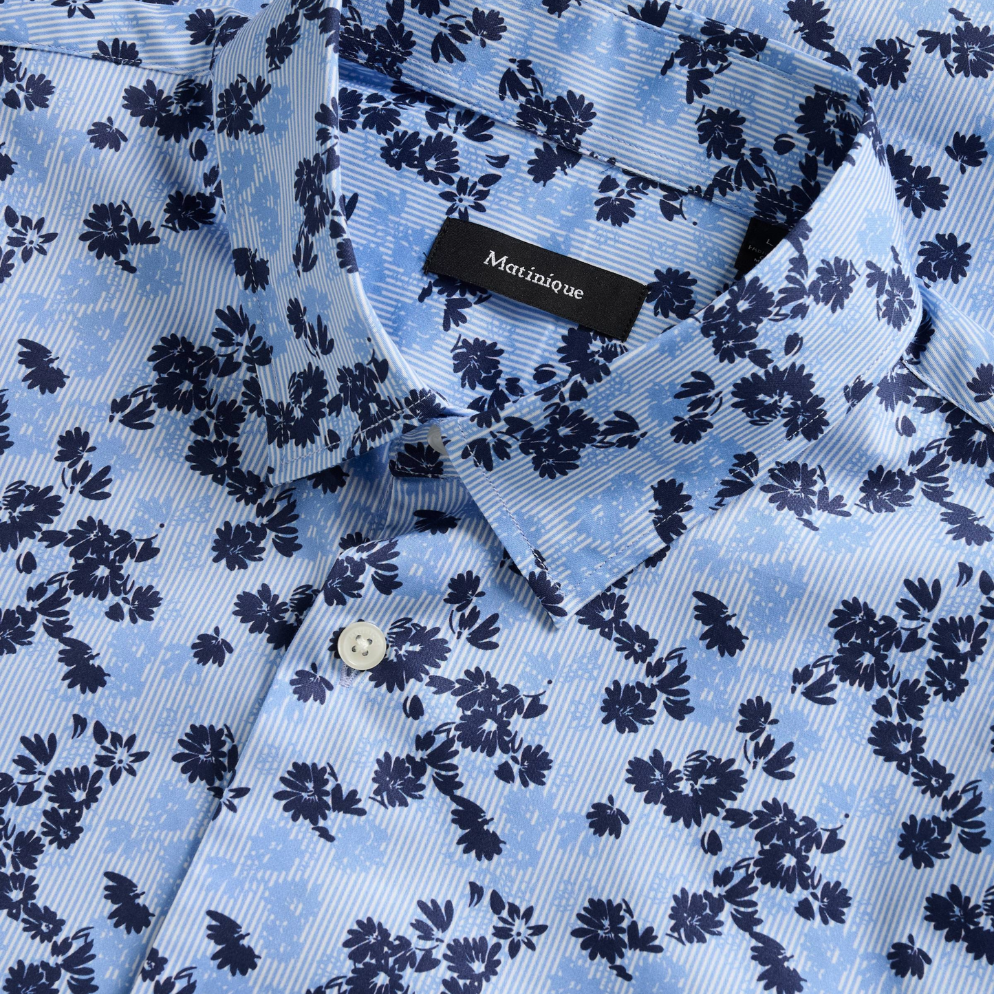 Matinique Matrostol Floral Print Short Sleeve Shirt - Chambray Blue