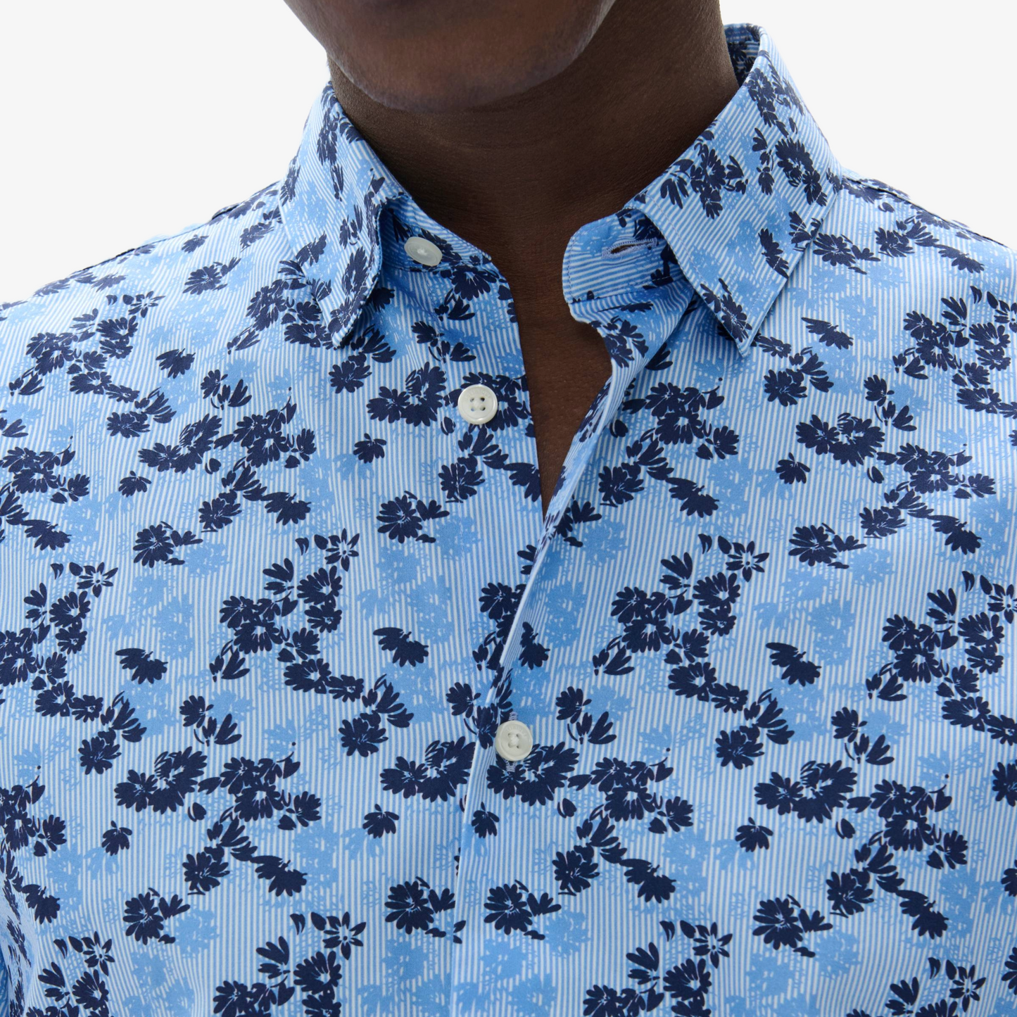 Matinique Matrostol Floral Print Short Sleeve Shirt - Chambray Blue