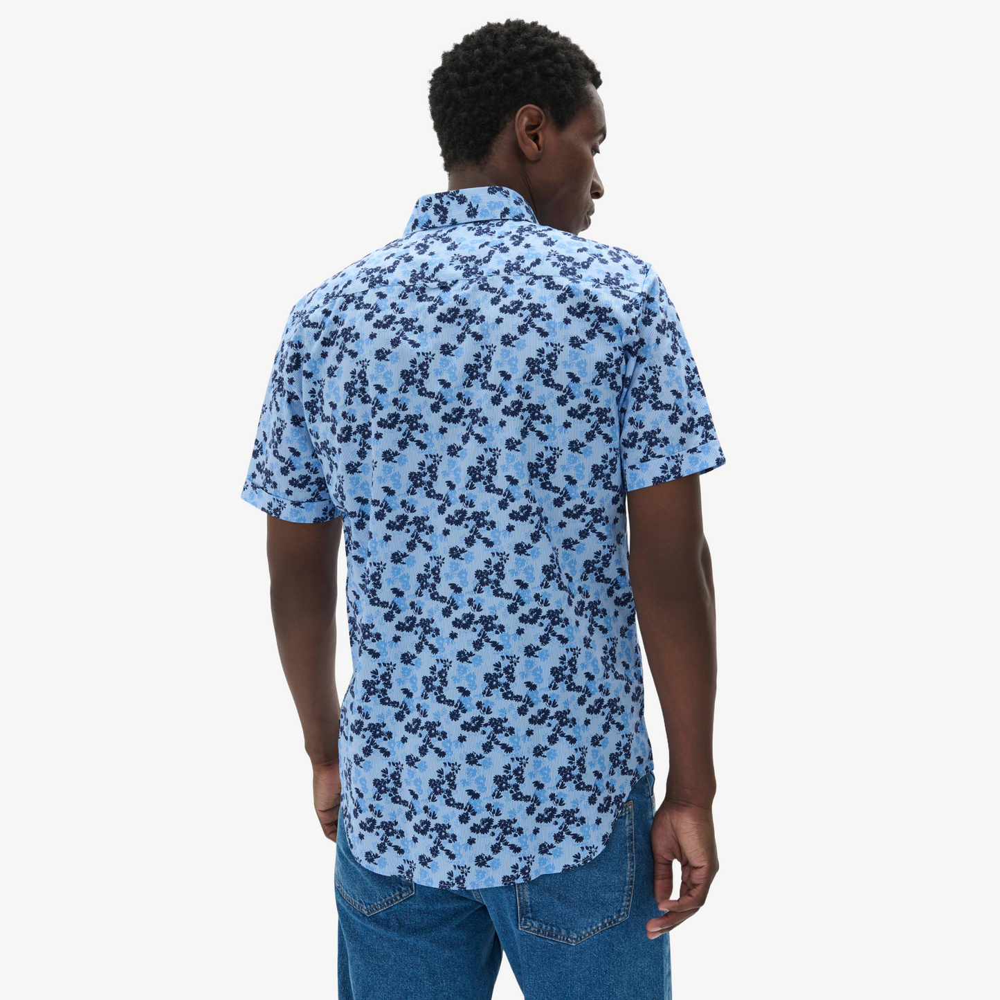 Matinique Matrostol Floral Print Short Sleeve Shirt - Chambray Blue