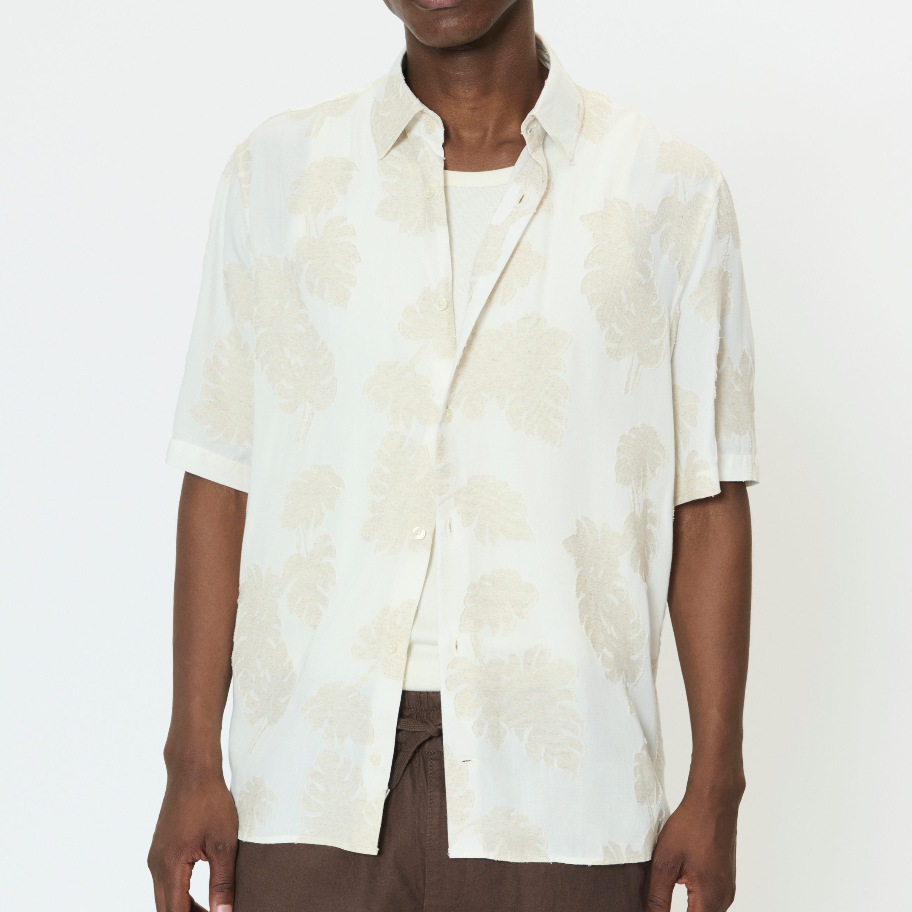 Matinique Maklampo Textured Printed Short Sleeve Shirt - Fog