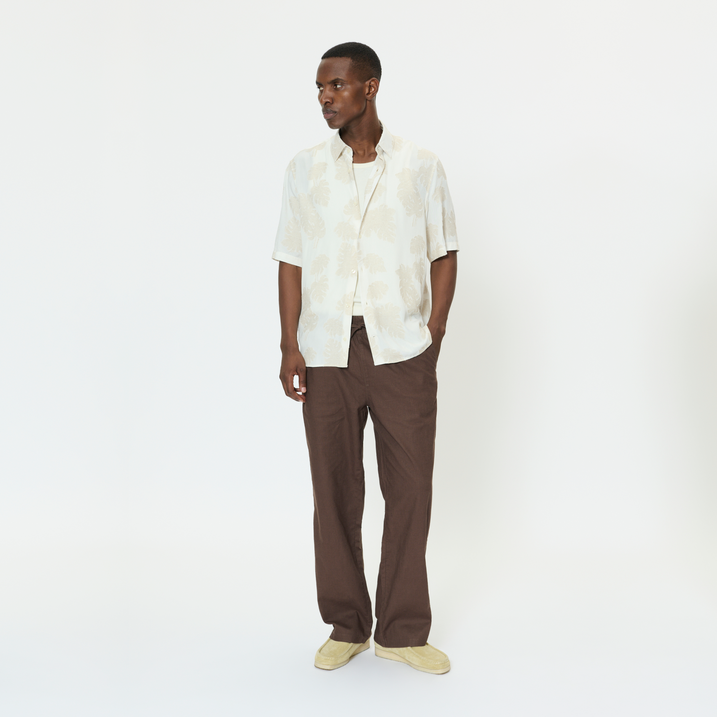 Matinique Maklampo Textured Printed Short Sleeve Shirt - Fog