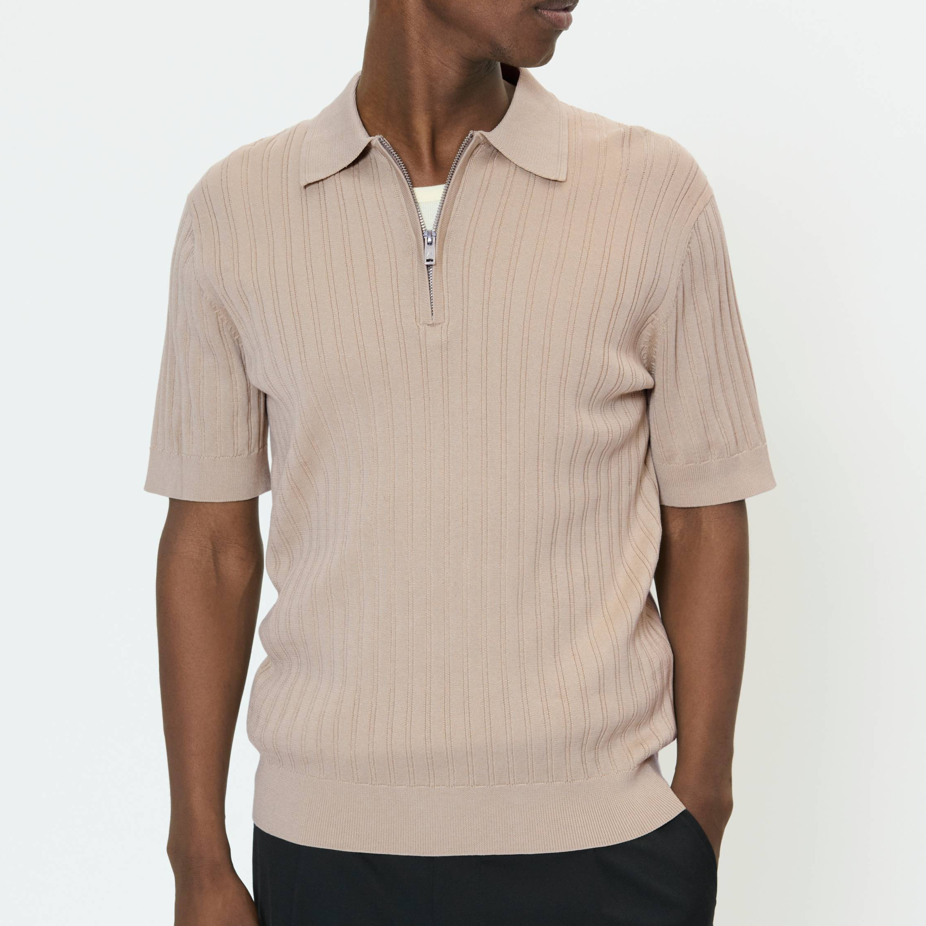 Matinique Mapolo Knitted Zip Polo - Plaza Taupe