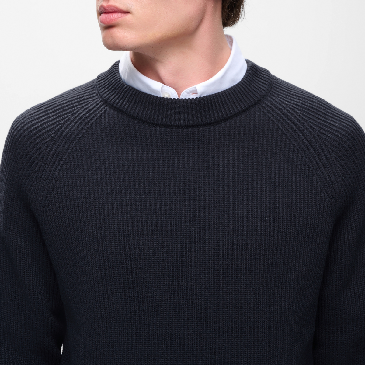 Matinique Mahellson Ribbed Knit Crew Jumper - Dark Navy