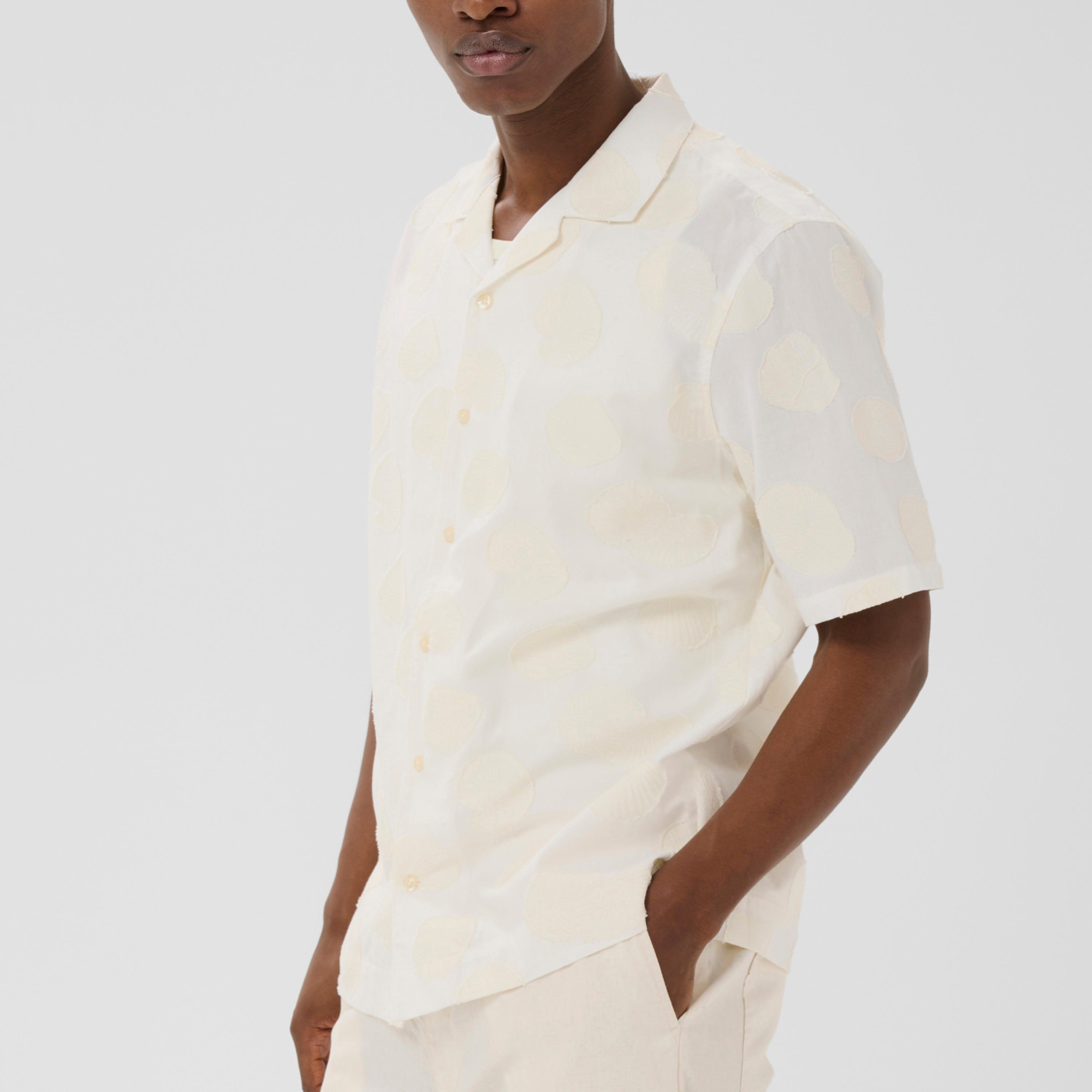Matinique Maklampo Short Sleeve Jacquard Shirt - Off White