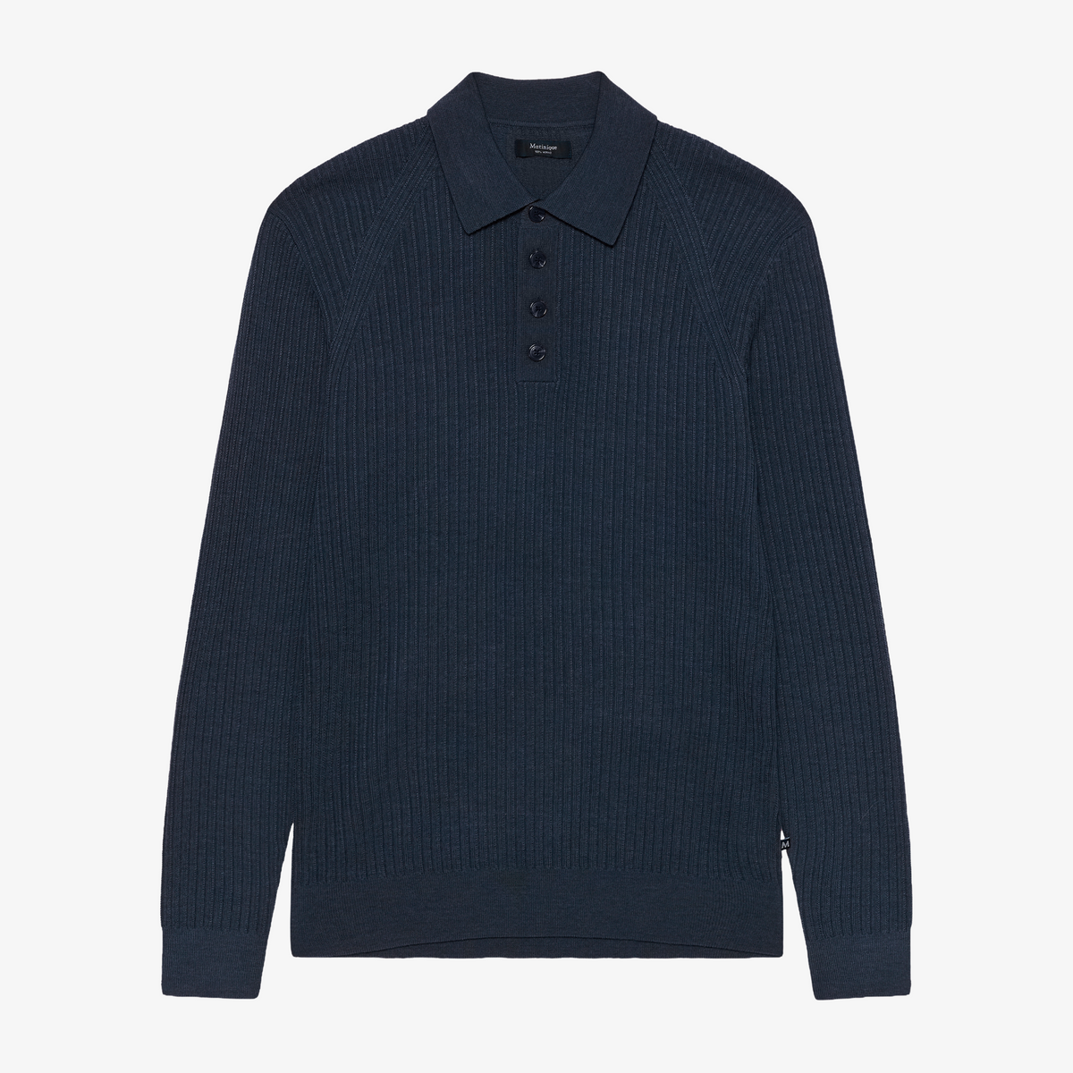 Matinique Makerone Ribbed Knitted Polo Shirt - Blue Nights
