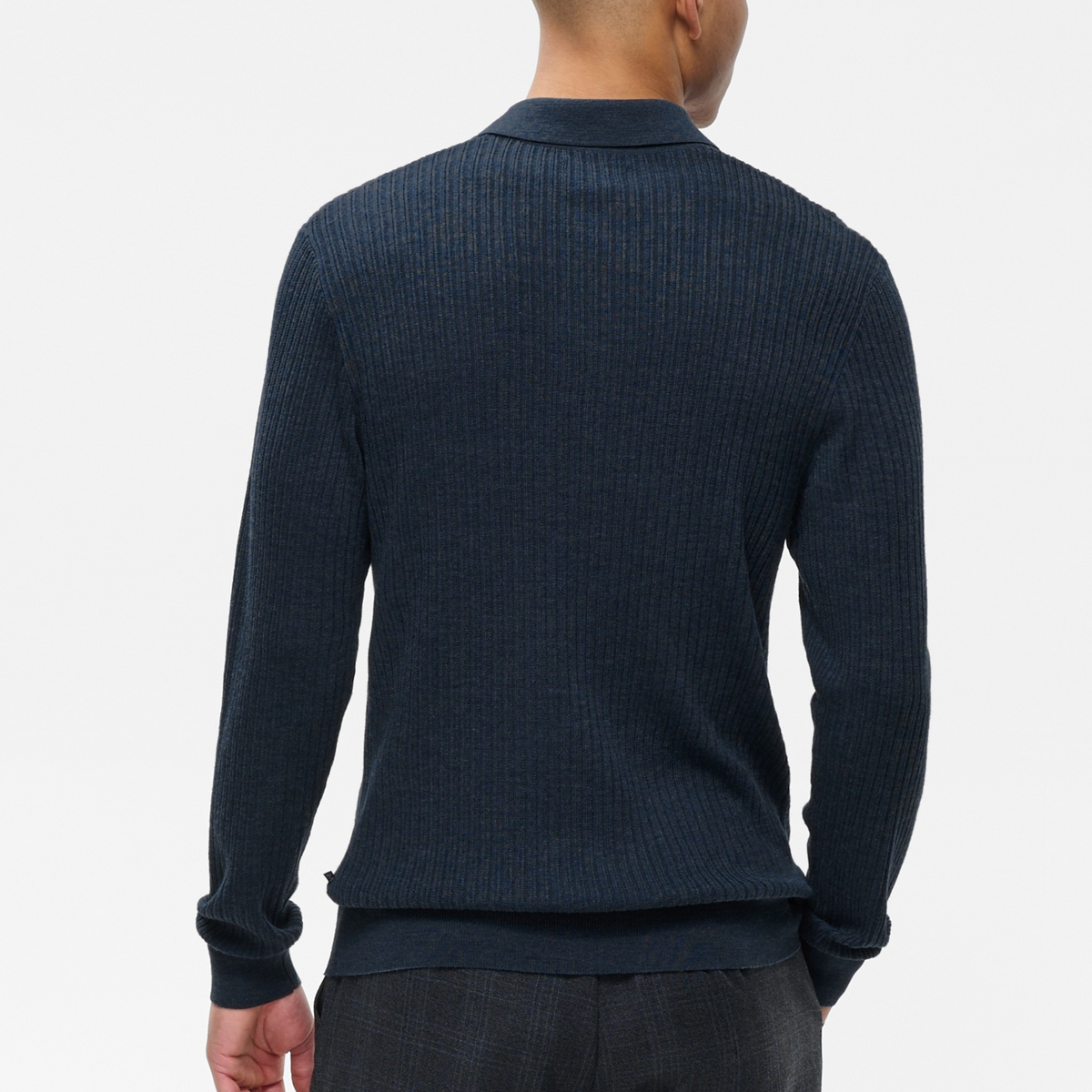 Matinique Makerone Ribbed Knitted Polo Shirt - Blue Nights