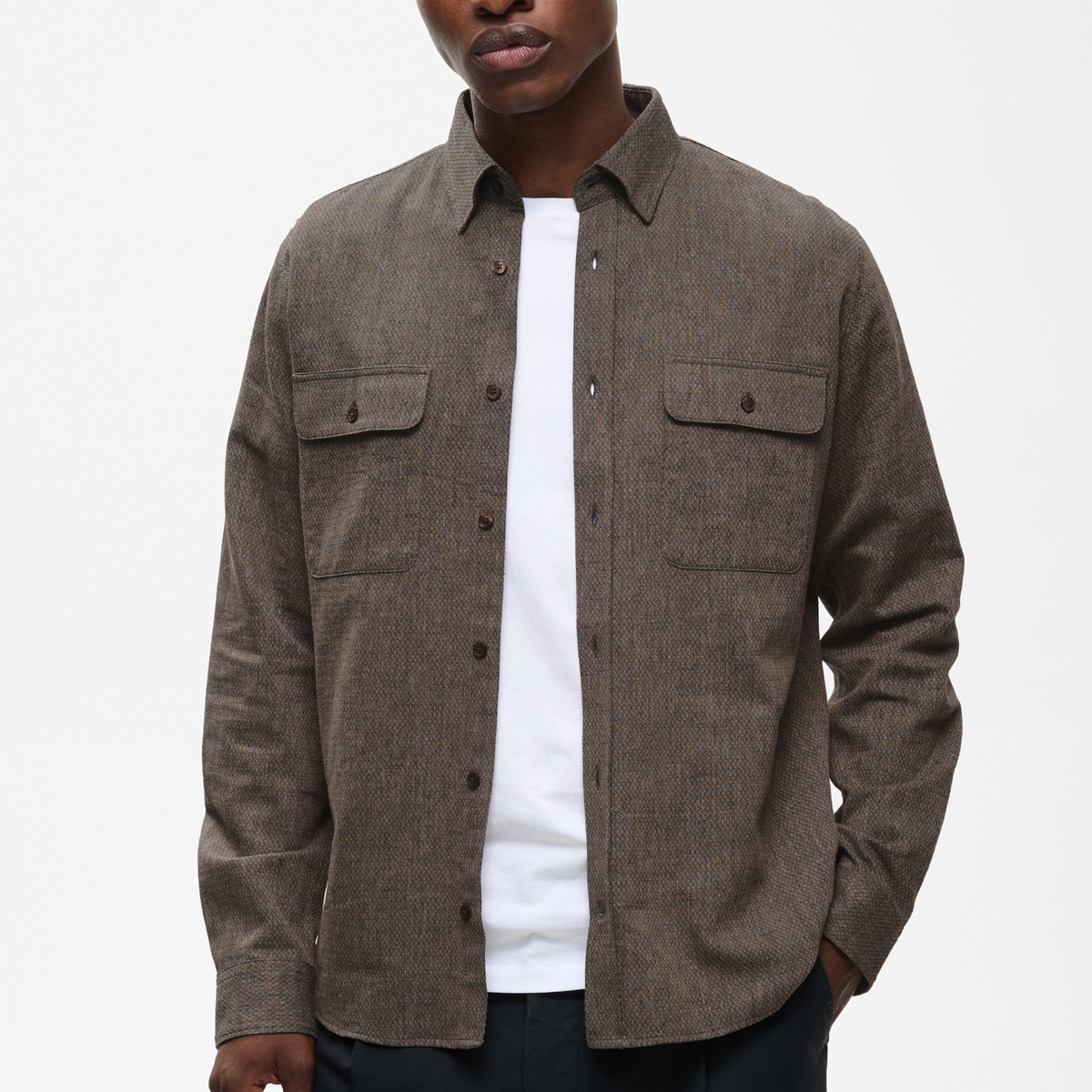 Matinique Machristaldo Textured Overshirt - Turkish Coffee