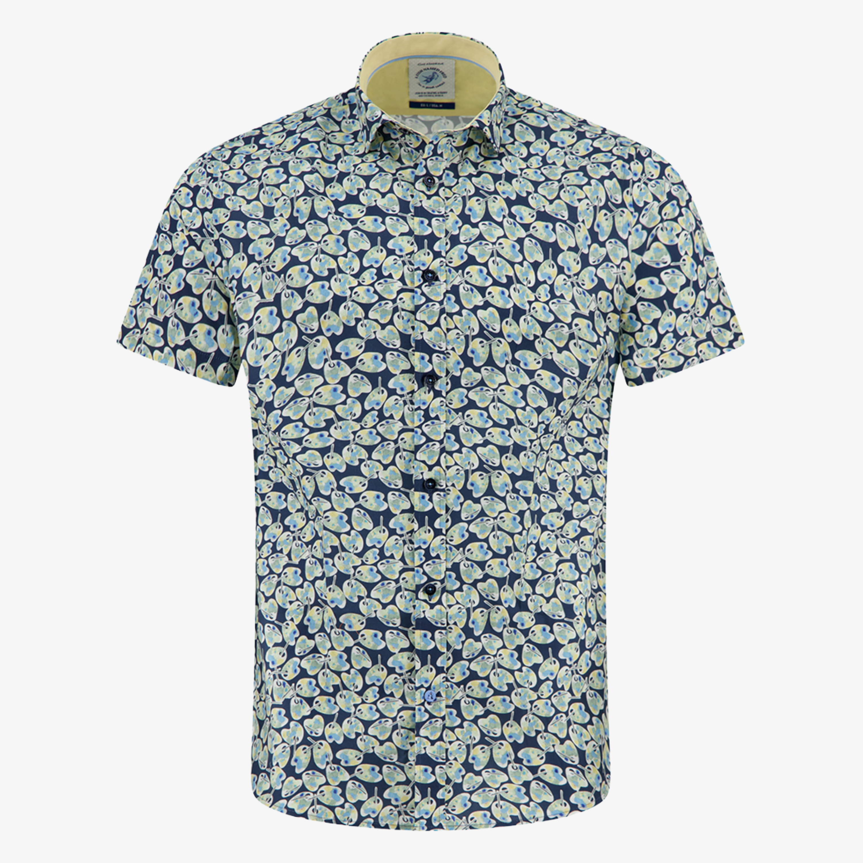 A Fish Named Fred Short Sleeve Paint Palettes Shirt - Navy