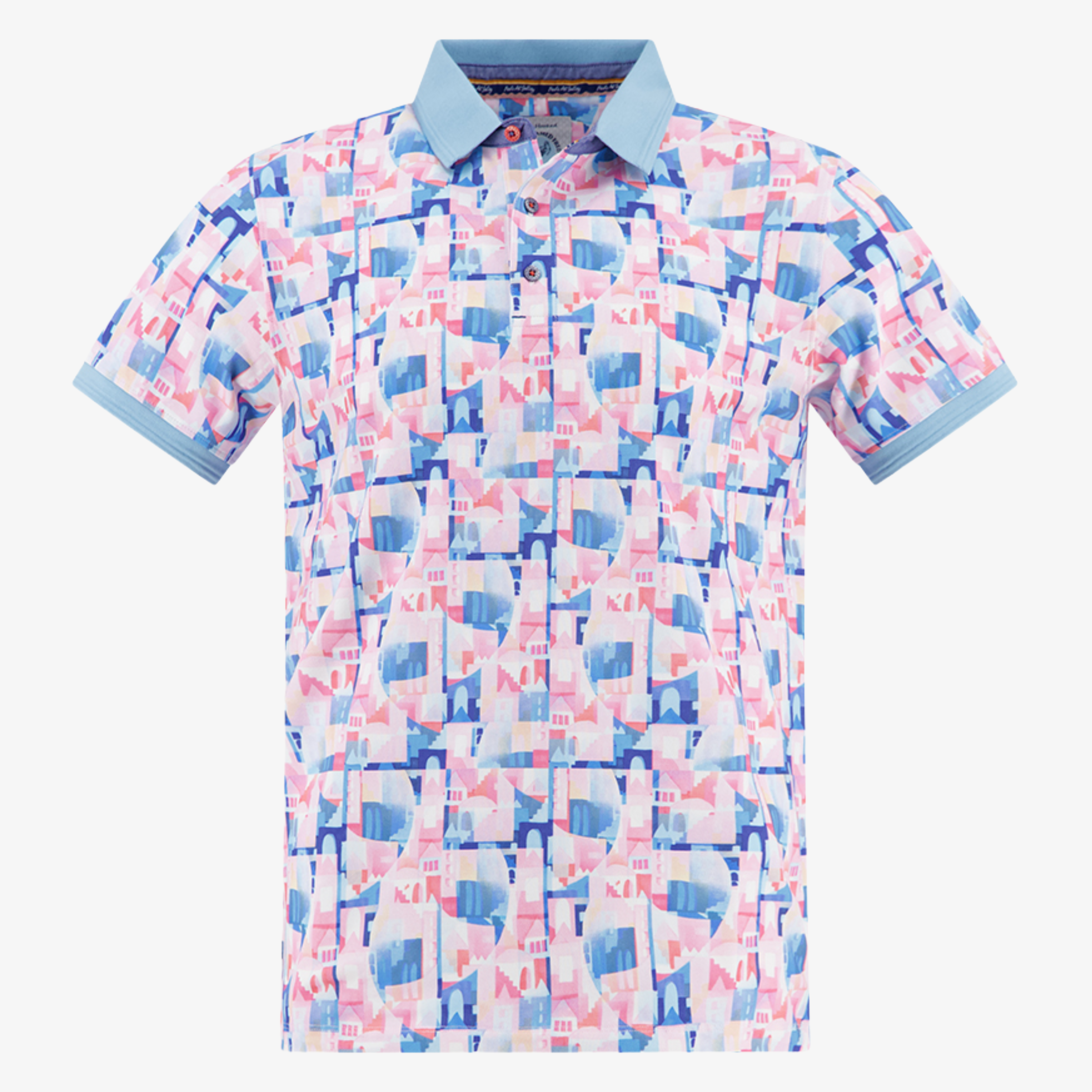 A Fish Named Fred Abstract City Polo Shirt - Rose Pink