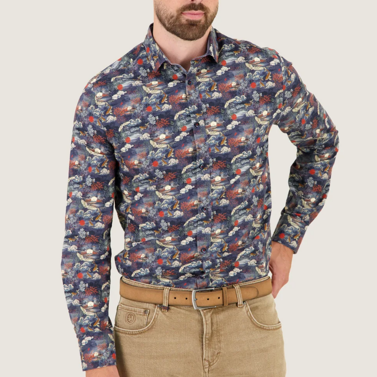 A Fish Named Fred Fuji Dream Printed Shirt - Navy