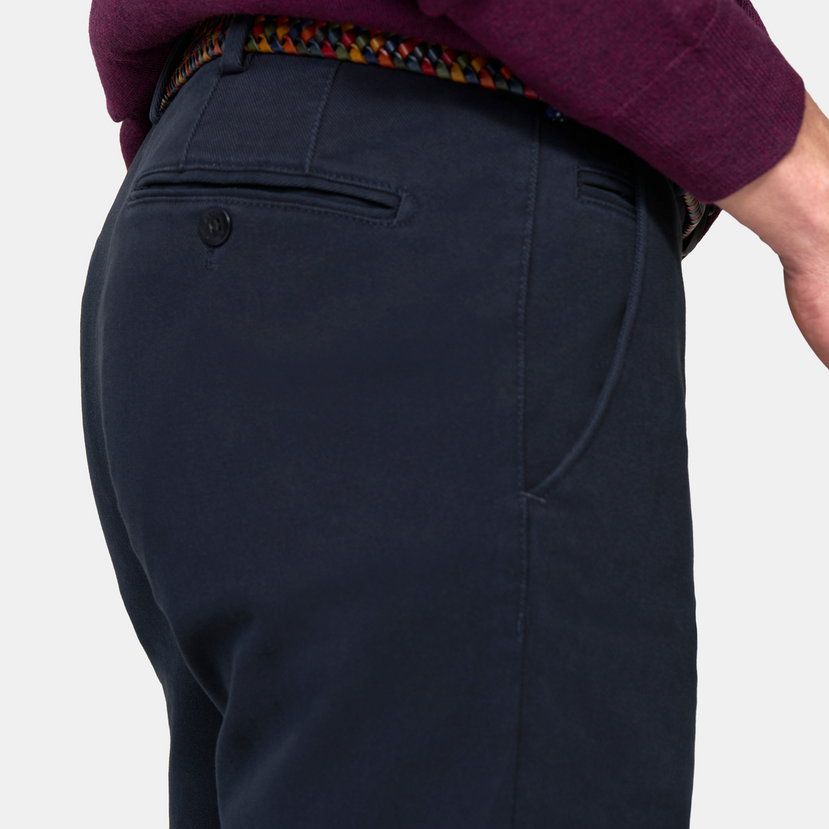 Meyer Bonn Modern Fit Cosy Twill Chinos - Navy