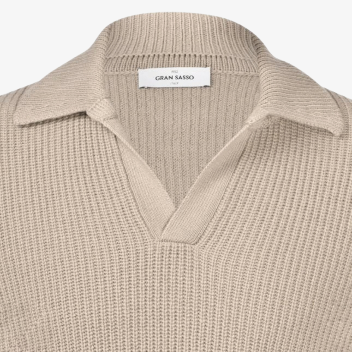 Gran Sasso Open Collar Polo Knitted Jumper - Beige