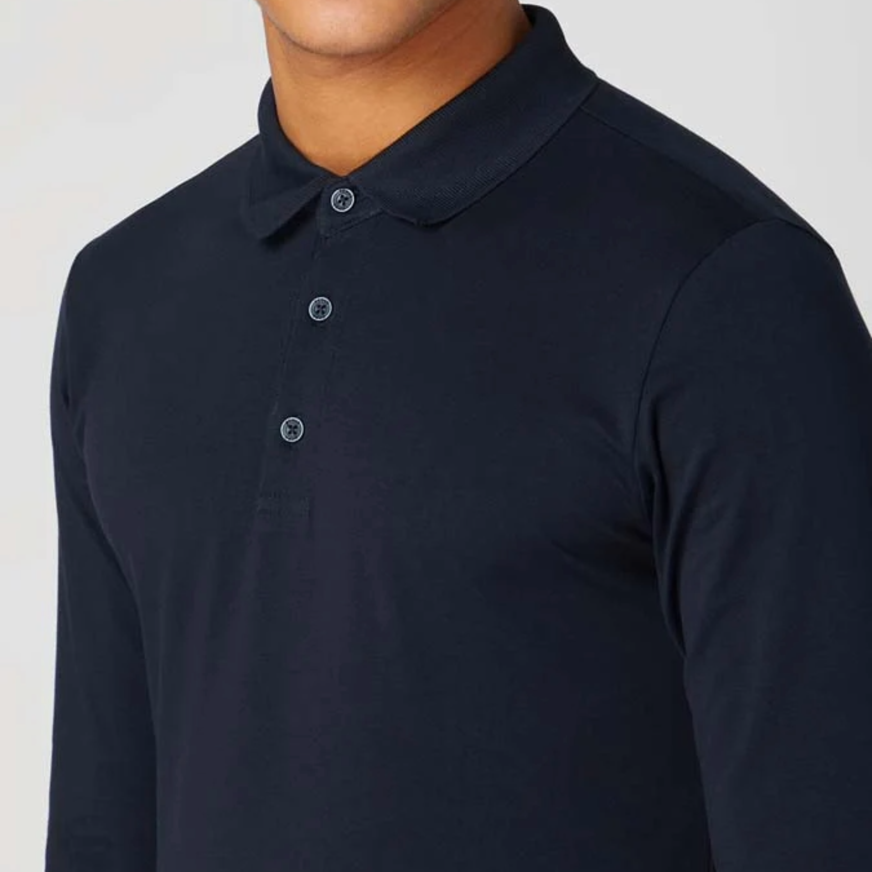 Remus Long Sleeve Button Polo Shirt - Navy