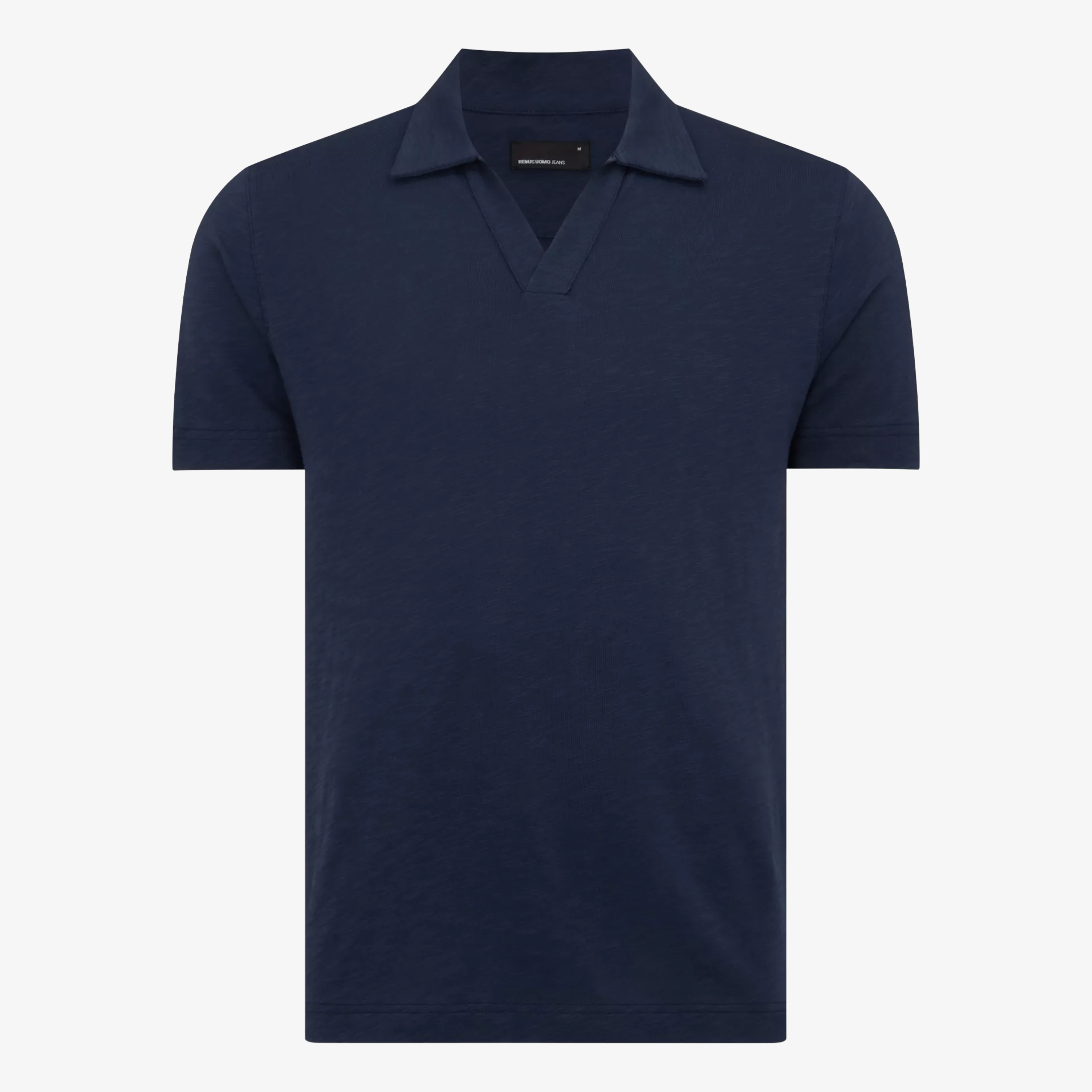 Remus Slub Yarn Open Collar Jersey Polo Shirt - Navy